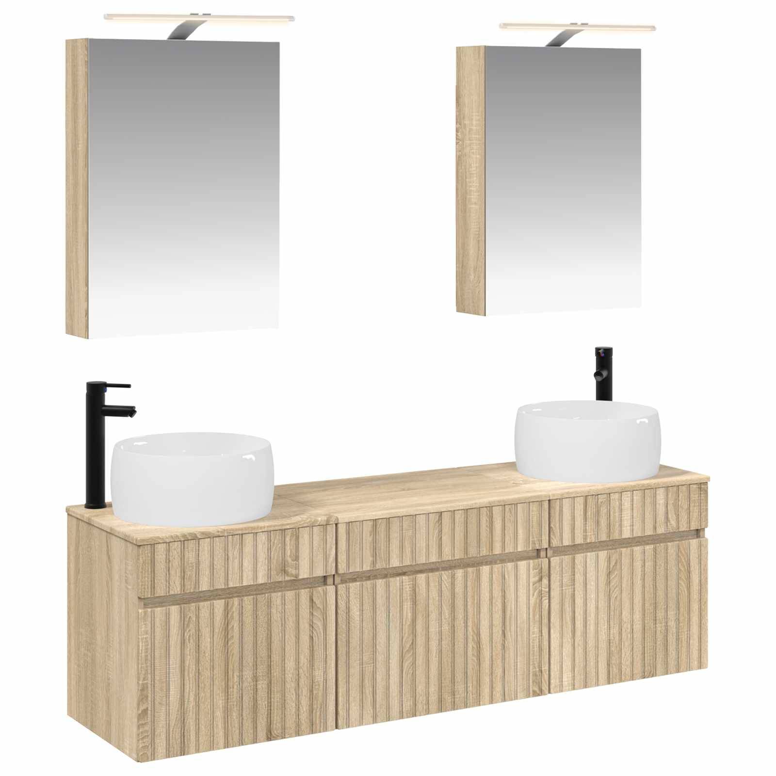 vidaXL Badezimmerschrank-Set 5 pcs Sonoma-Eiche 50 x 14,5 x 70 cm