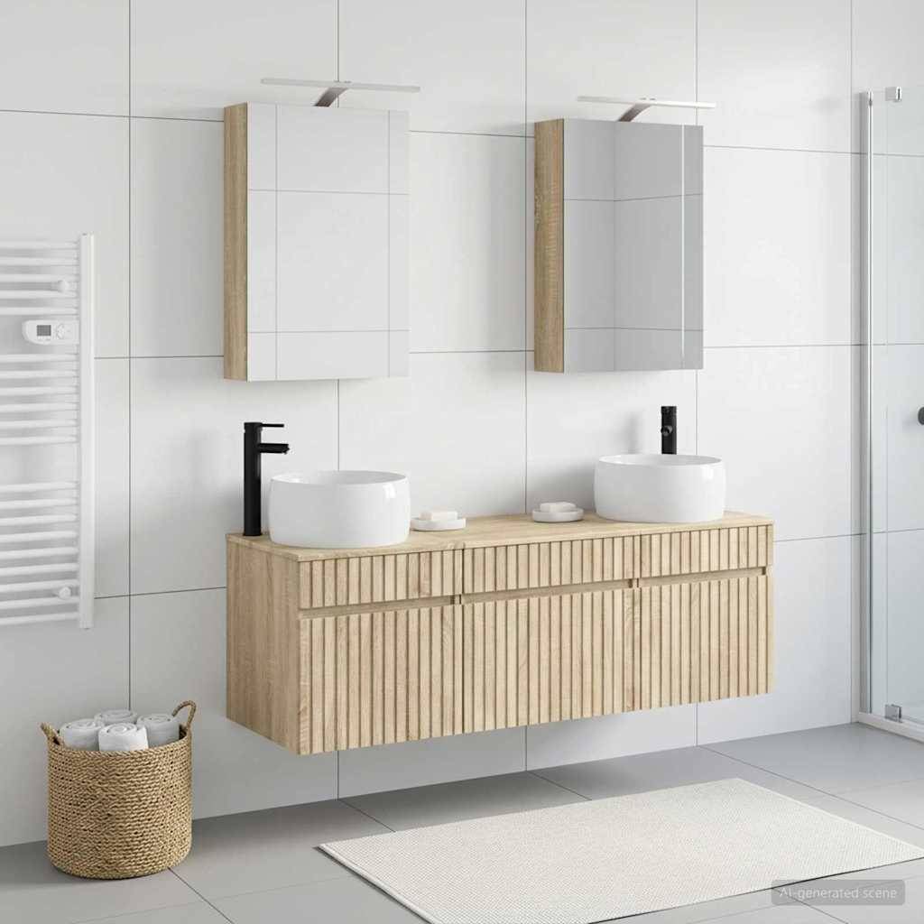 vidaXL Badezimmerschrank-Set 5 pcs Sonoma-Eiche 50 x 14,5 x 70 cm