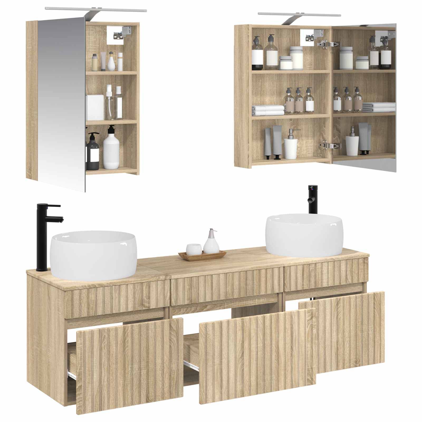 vidaXL Badezimmerschrank-Set 5 pcs Sonoma-Eiche 50 x 14,5 x 70 cm