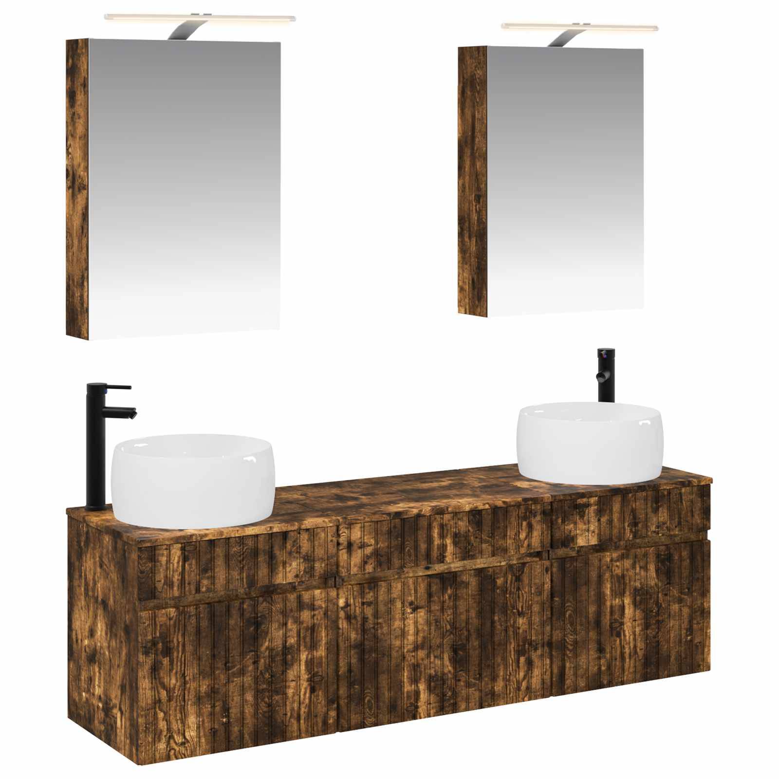 vidaXL Badezimmerschrank-Set 5 pcs Geräucherte Eiche 50 x 14,5 x 70 cm