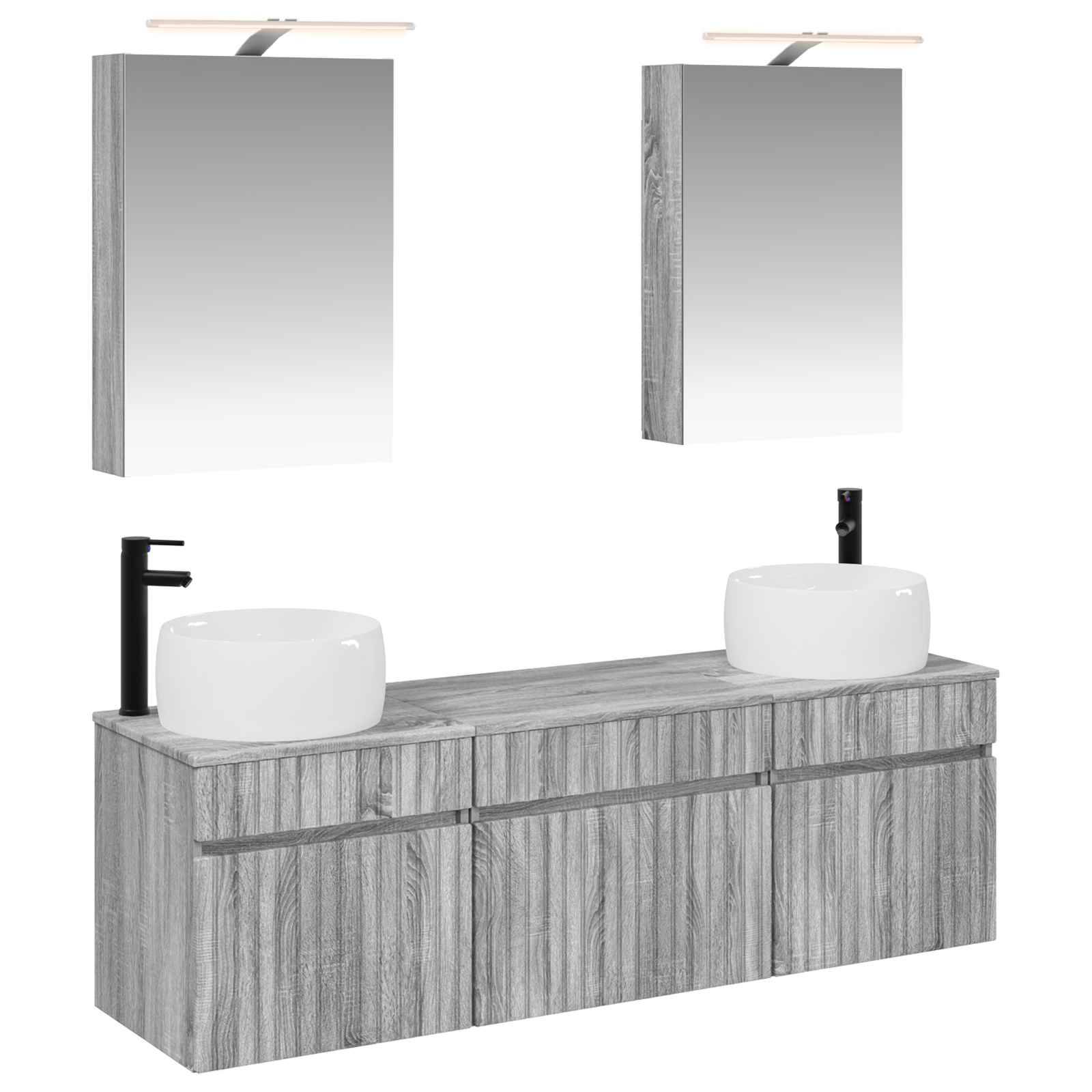 vidaXL Badezimmerschrank-Set 5 pcs Grau Sonoma 50 x 14,5 x 70 cm