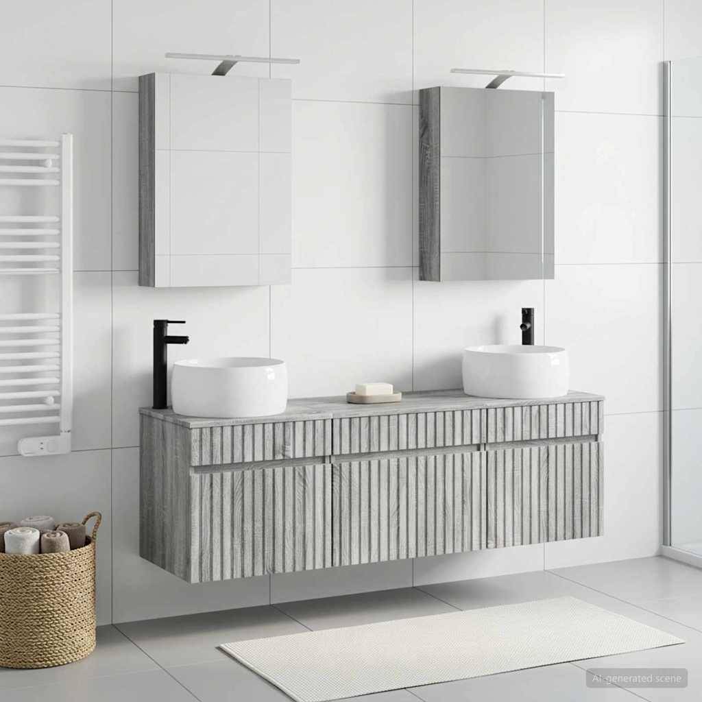 vidaXL Badezimmerschrank-Set 5 pcs Grau Sonoma 50 x 14,5 x 70 cm