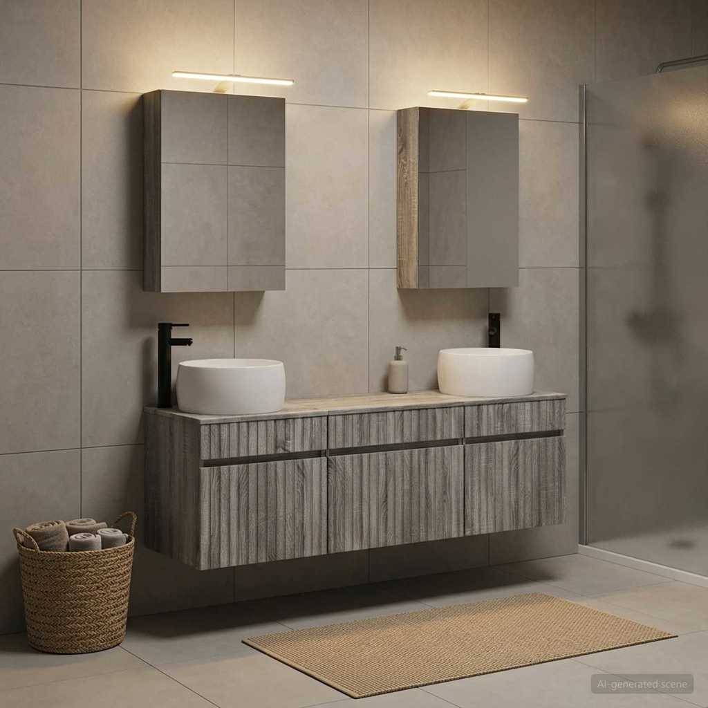vidaXL Badezimmerschrank-Set 5 pcs Grau Sonoma 50 x 14,5 x 70 cm