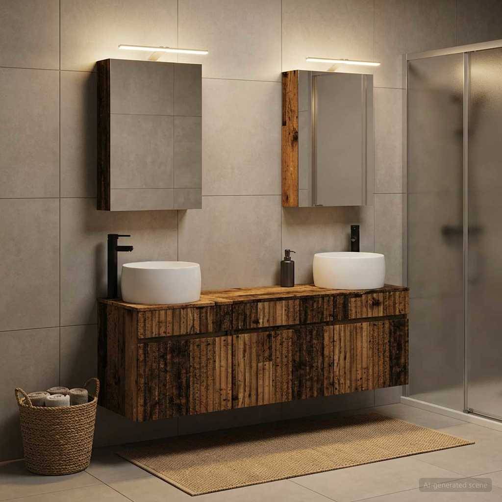 vidaXL Badezimmerschrank-Set 5 pcs Altholz 50 x 14,5 x 70 cm