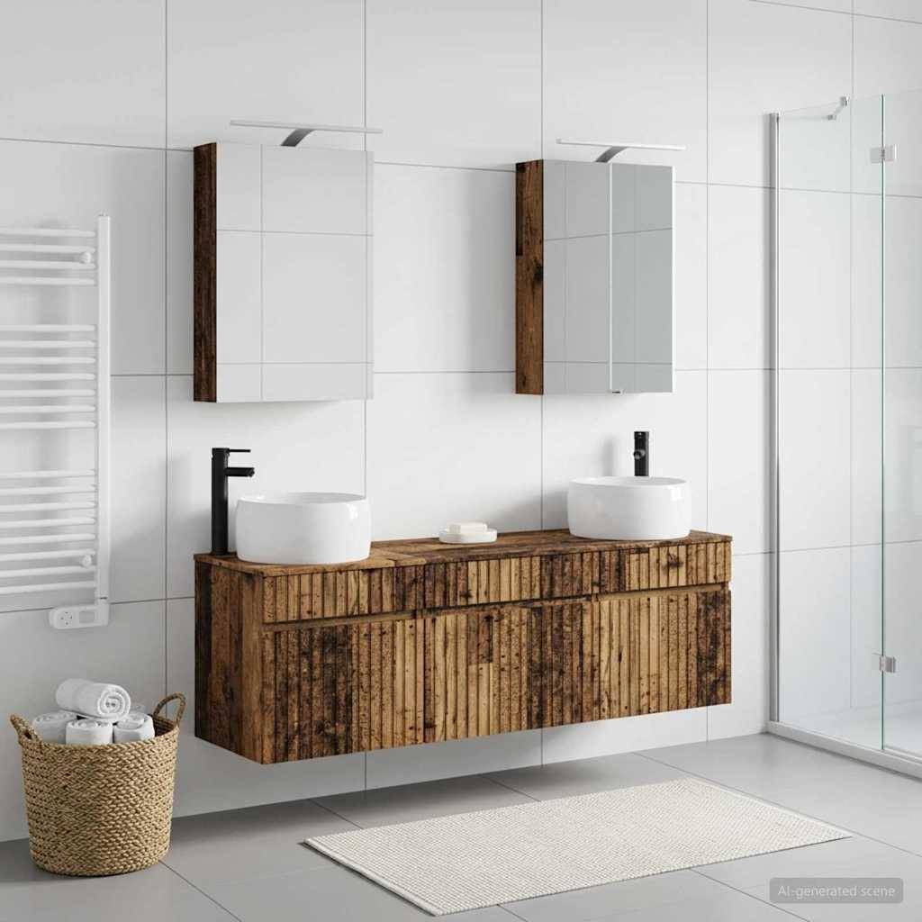 vidaXL Badezimmerschrank-Set 5 pcs Altholz 50 x 14,5 x 70 cm