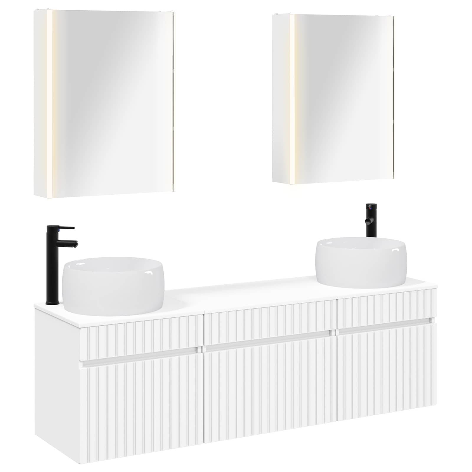 vidaXL Badezimmerschrank-Set 5 pcs Weiß 53 x 15,5 x 70 cm