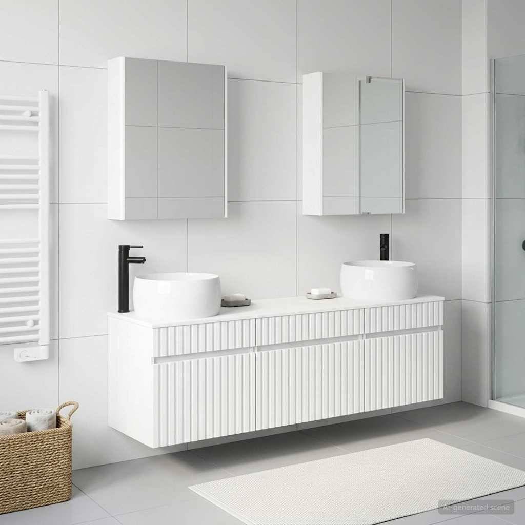 vidaXL Badezimmerschrank-Set 5 pcs Weiß 53 x 15,5 x 70 cm