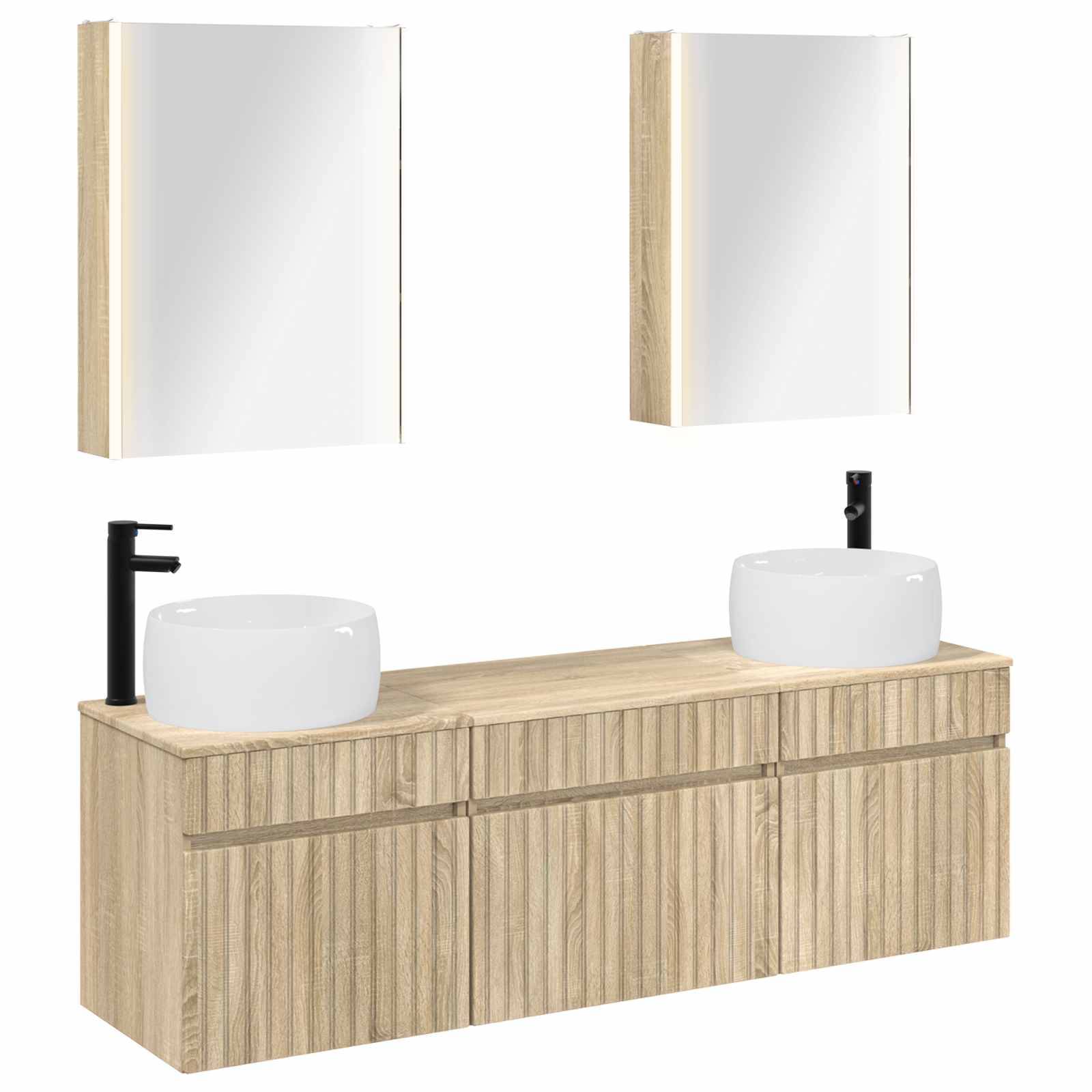 vidaXL Badezimmerschrank-Set 5 pcs Sonoma-Eiche 53 x 15,5 x 70 cm