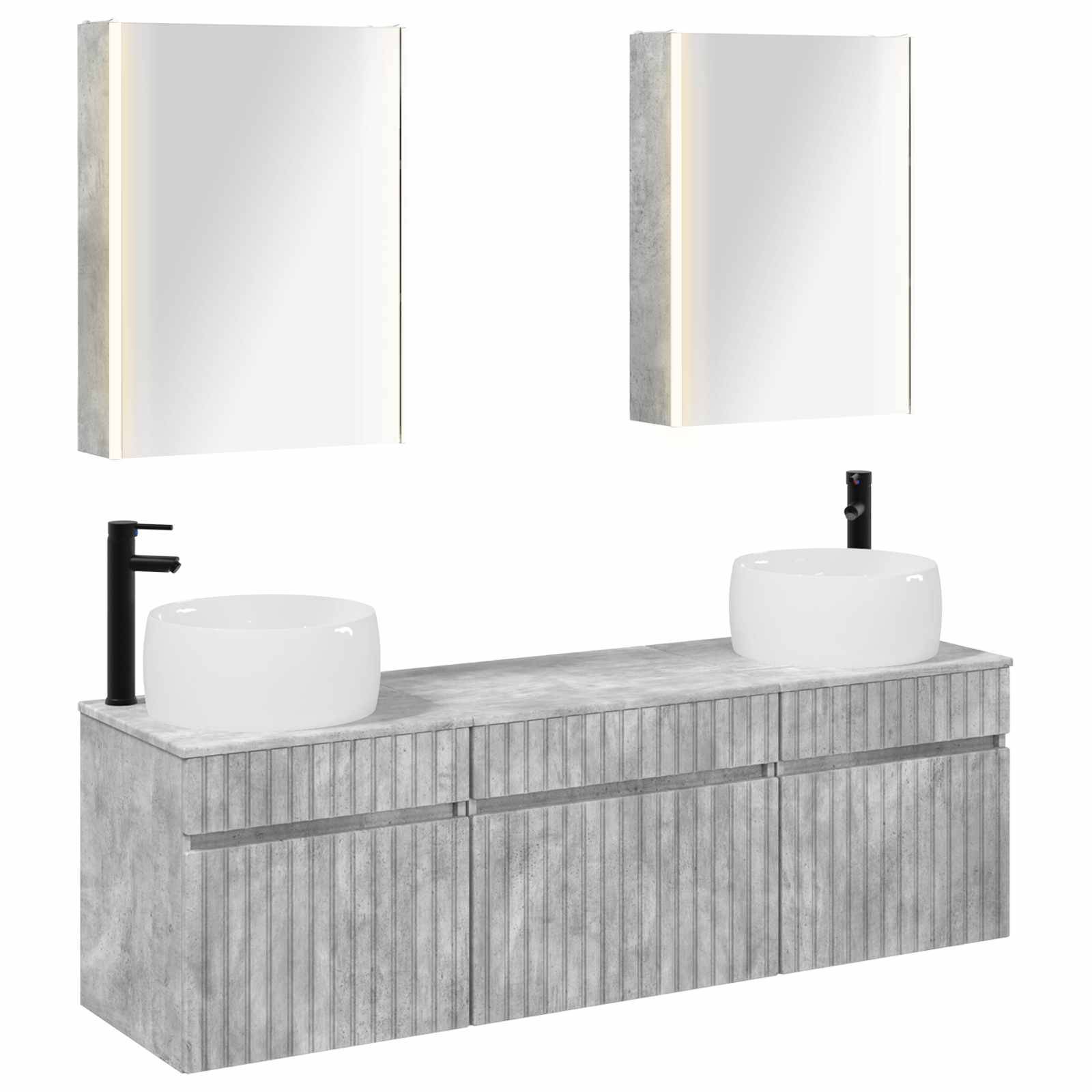 vidaXL Badezimmerschrank-Set 5 pcs Betongrau 53 x 15,5 x 70 cm