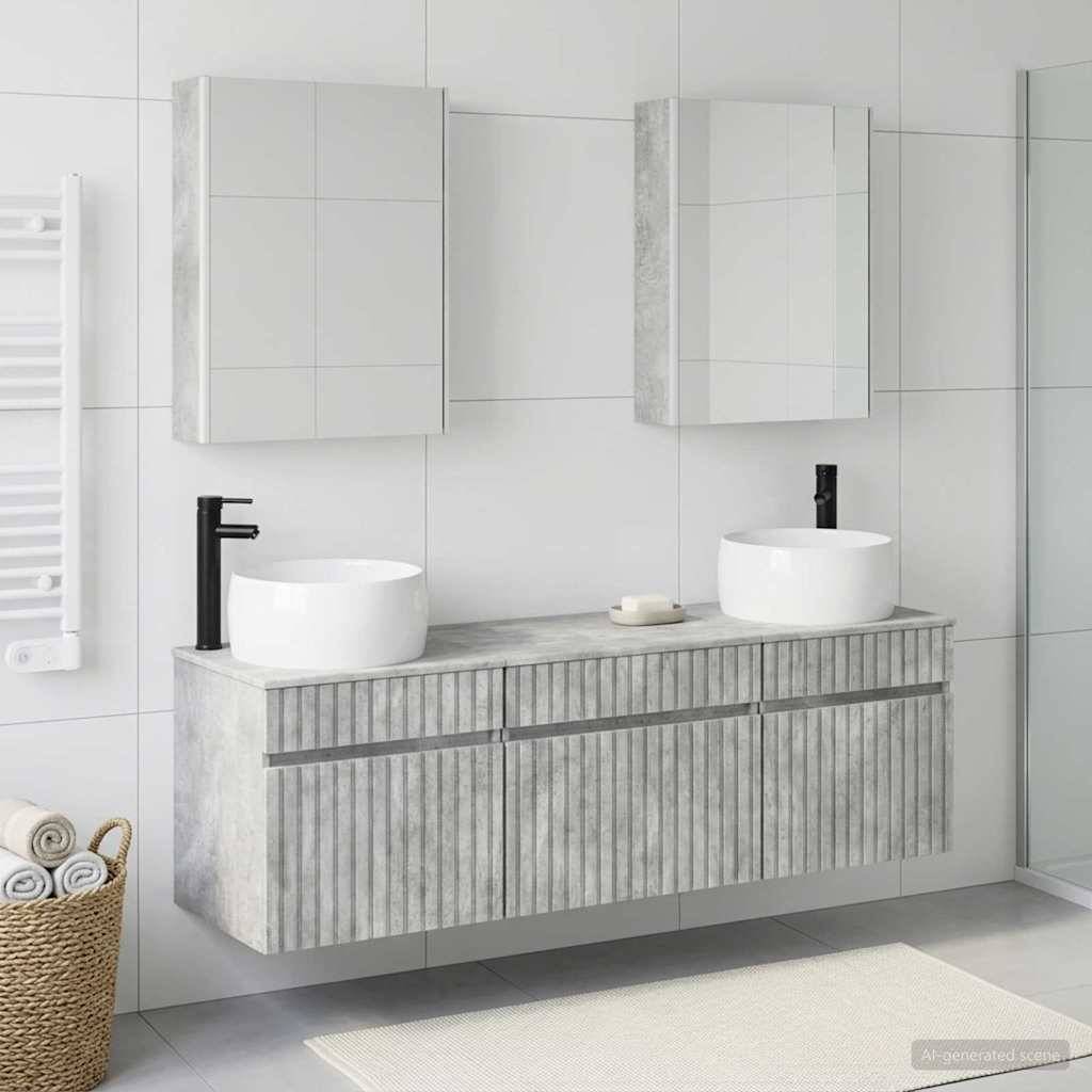 vidaXL Badezimmerschrank-Set 5 pcs Betongrau 53 x 15,5 x 70 cm
