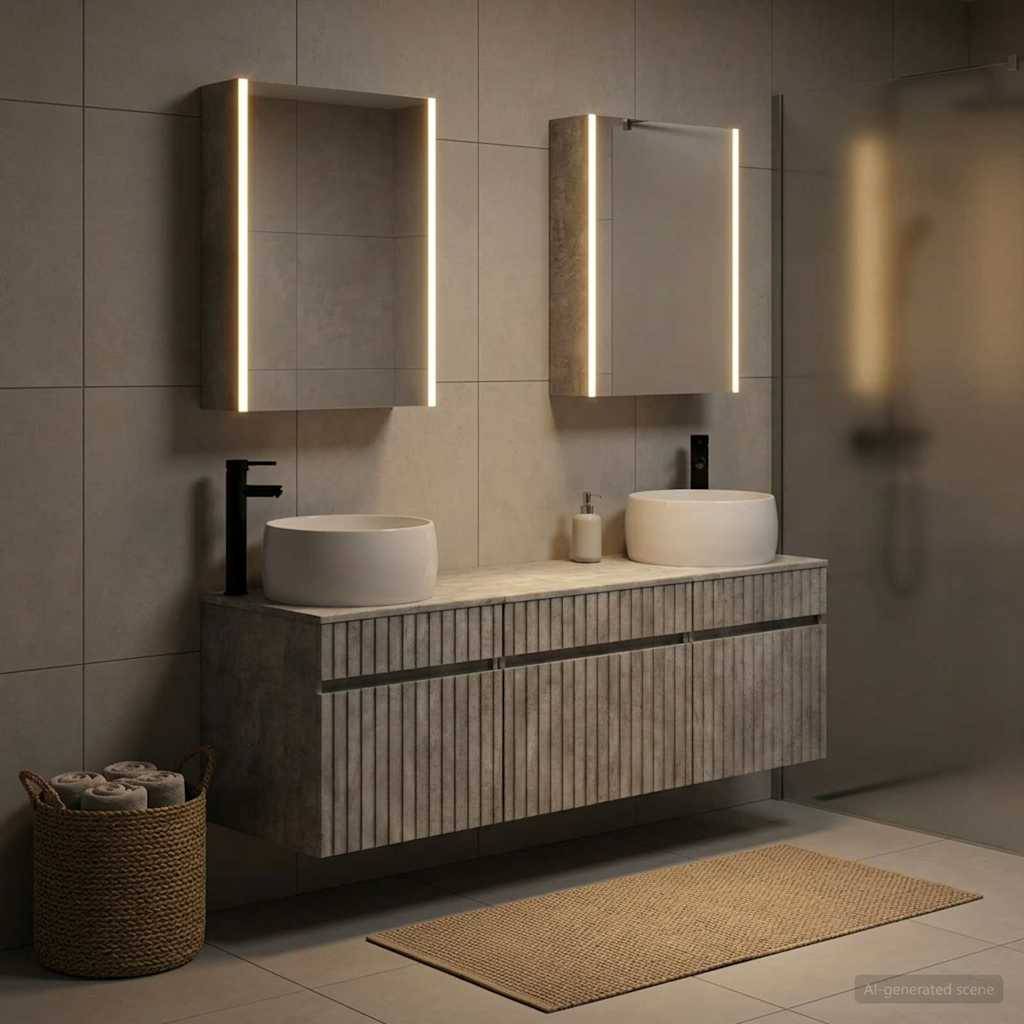 vidaXL Badezimmerschrank-Set 5 pcs Betongrau 53 x 15,5 x 70 cm