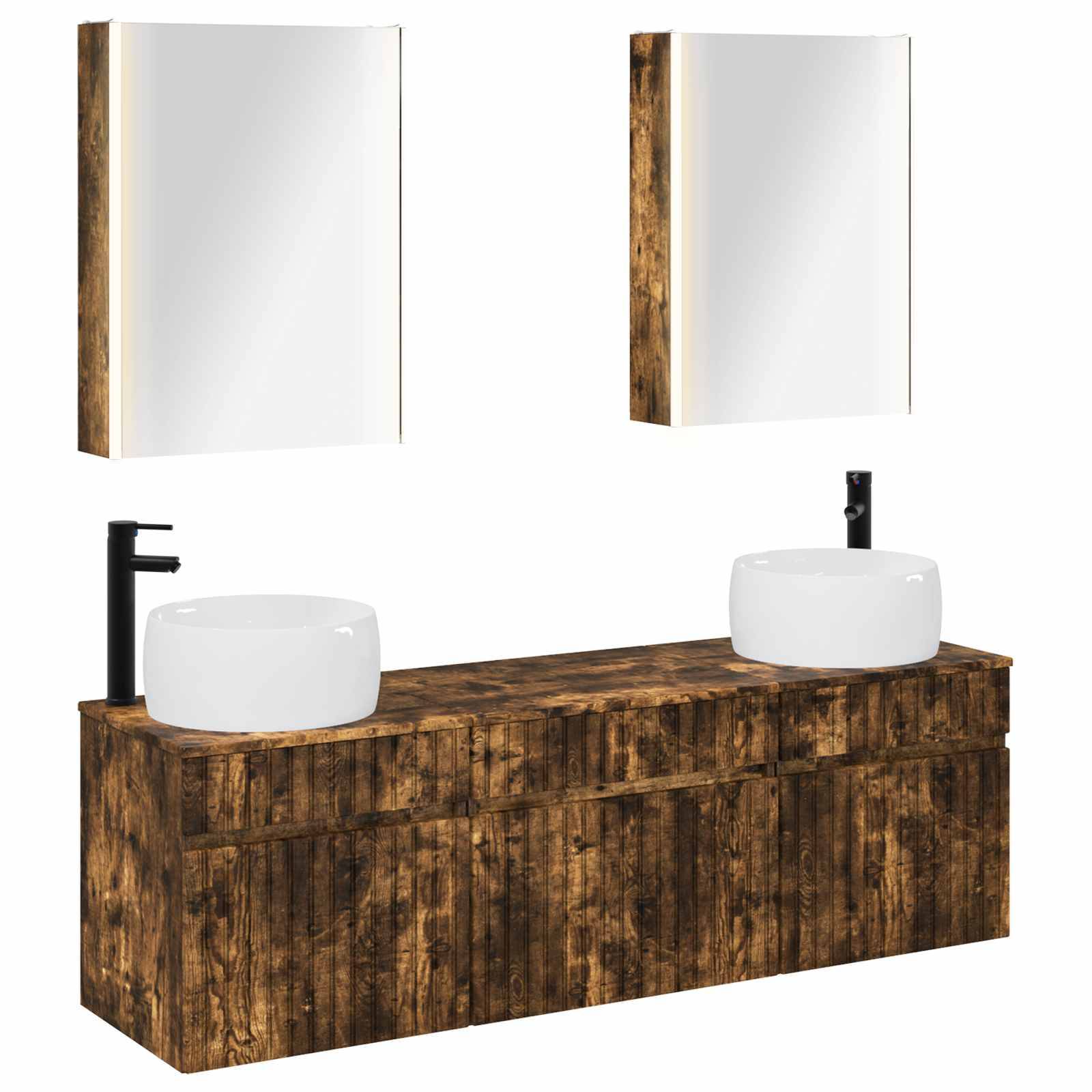 vidaXL Badezimmerschrank-Set 5 pcs Geräucherte Eiche 53 x 15,5 x 70 cm