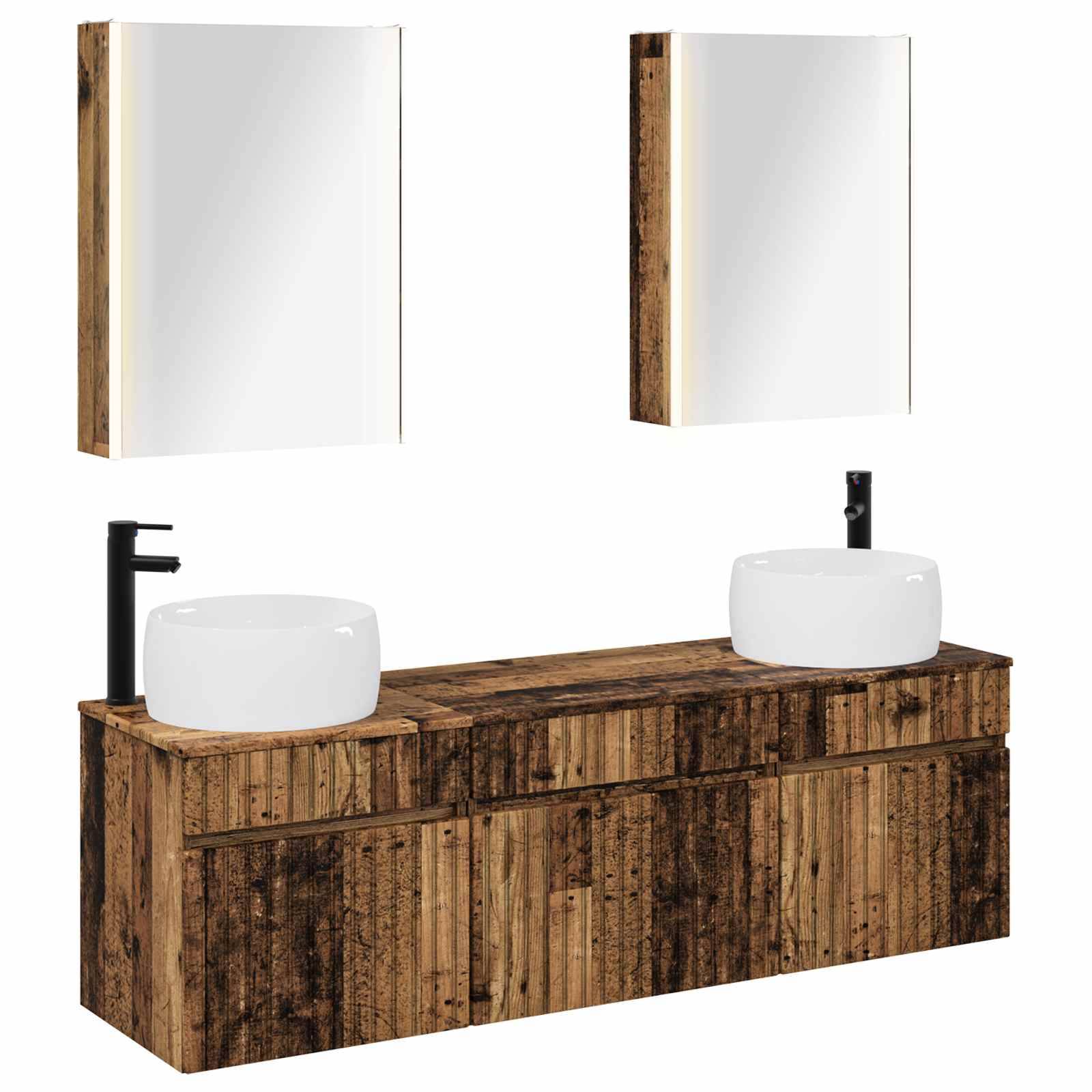 vidaXL Badezimmerschrank-Set 5 pcs Altholz 53 x 15,5 x 70 cm