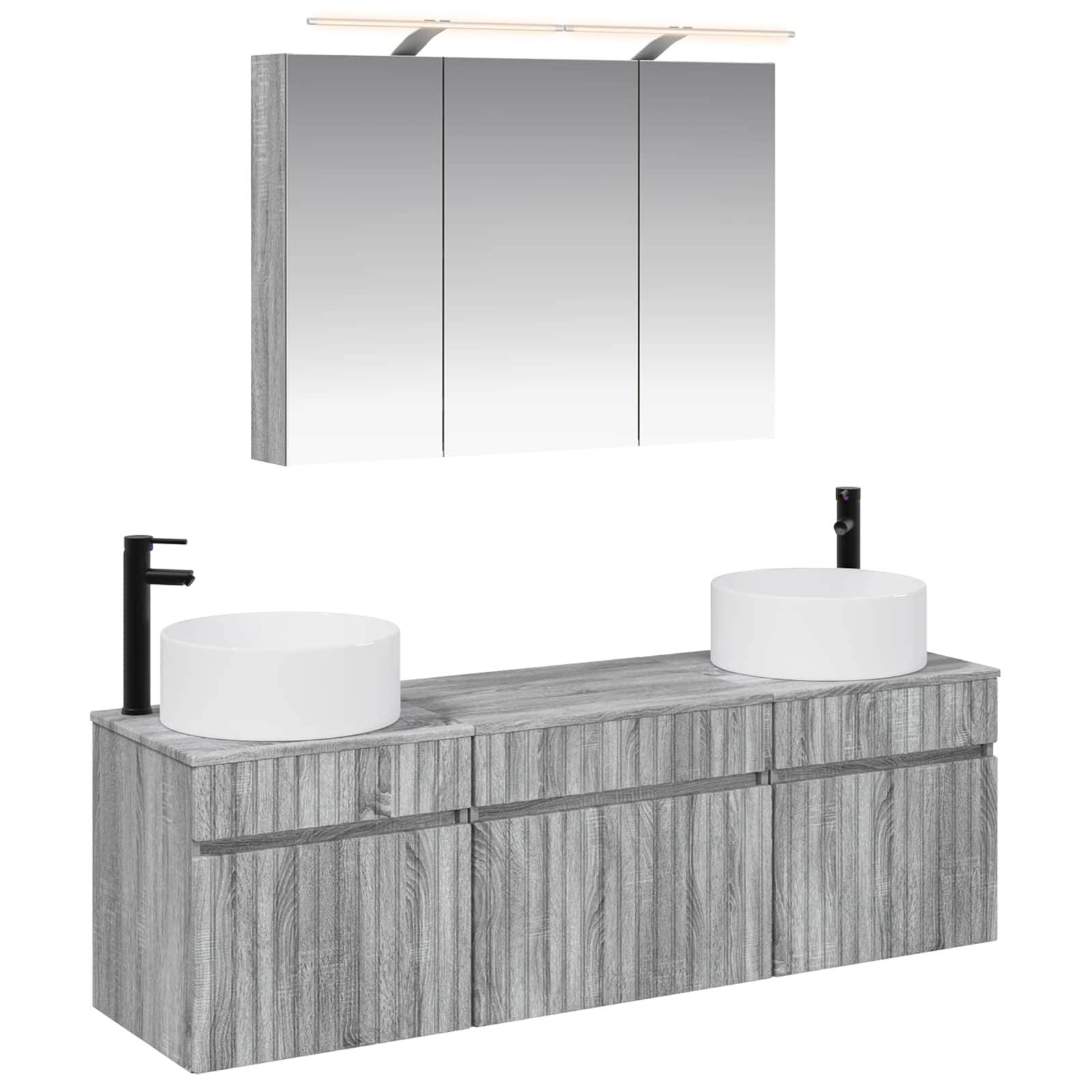 vidaXL Badezimmerschrank-Set 4 pcs Grau Sonoma 100 x 14,5 x 70 cm