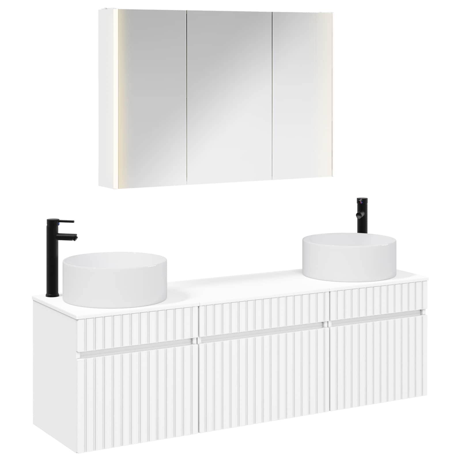vidaXL Badezimmerschrank-Set 4 pcs Weiß 103,5 x 15,5 x 70 cm