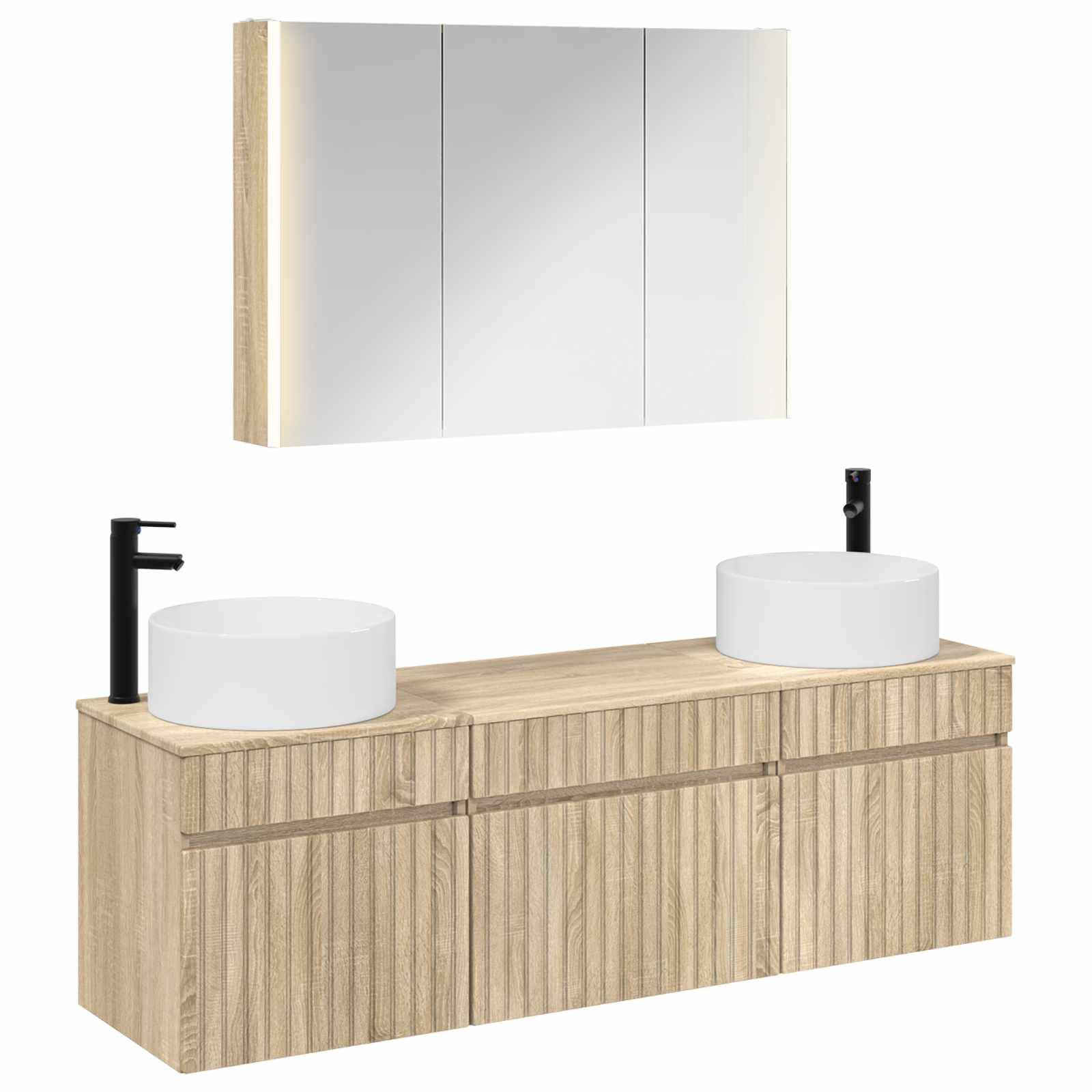 vidaXL Badezimmerschrank-Set 4 pcs Sonoma-Eiche 103,5 x 15,5 x 70 cm