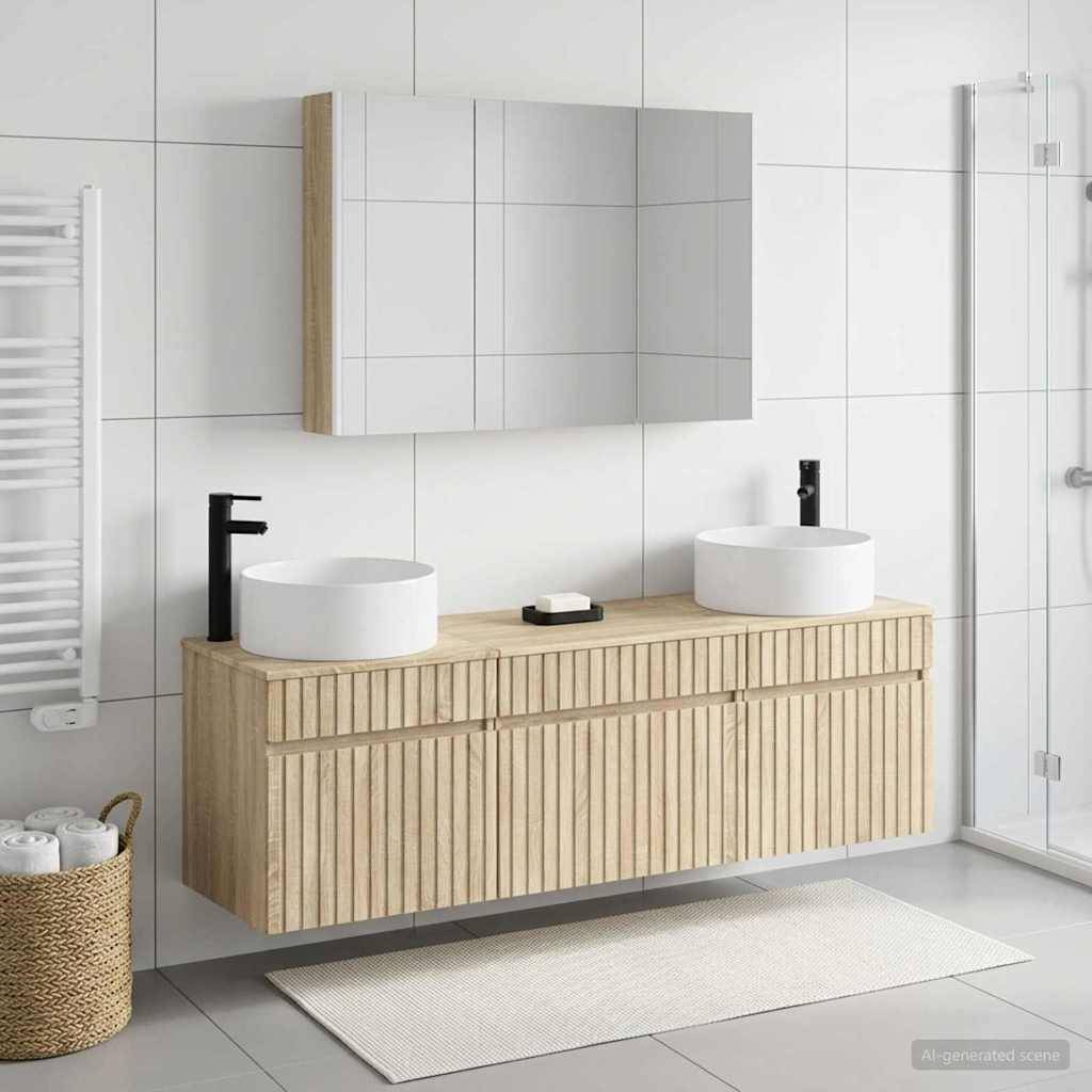 vidaXL Badezimmerschrank-Set 4 pcs Sonoma-Eiche 103,5 x 15,5 x 70 cm