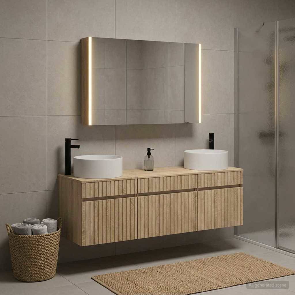 vidaXL Badezimmerschrank-Set 4 pcs Sonoma-Eiche 103,5 x 15,5 x 70 cm