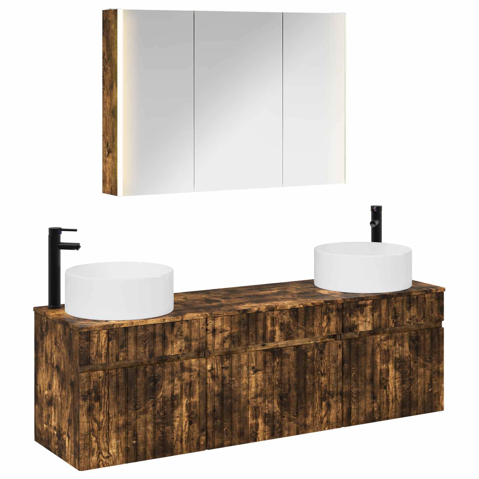 vidaXL Badezimmerschrank-Set 4 pcs Geräucherte Eiche