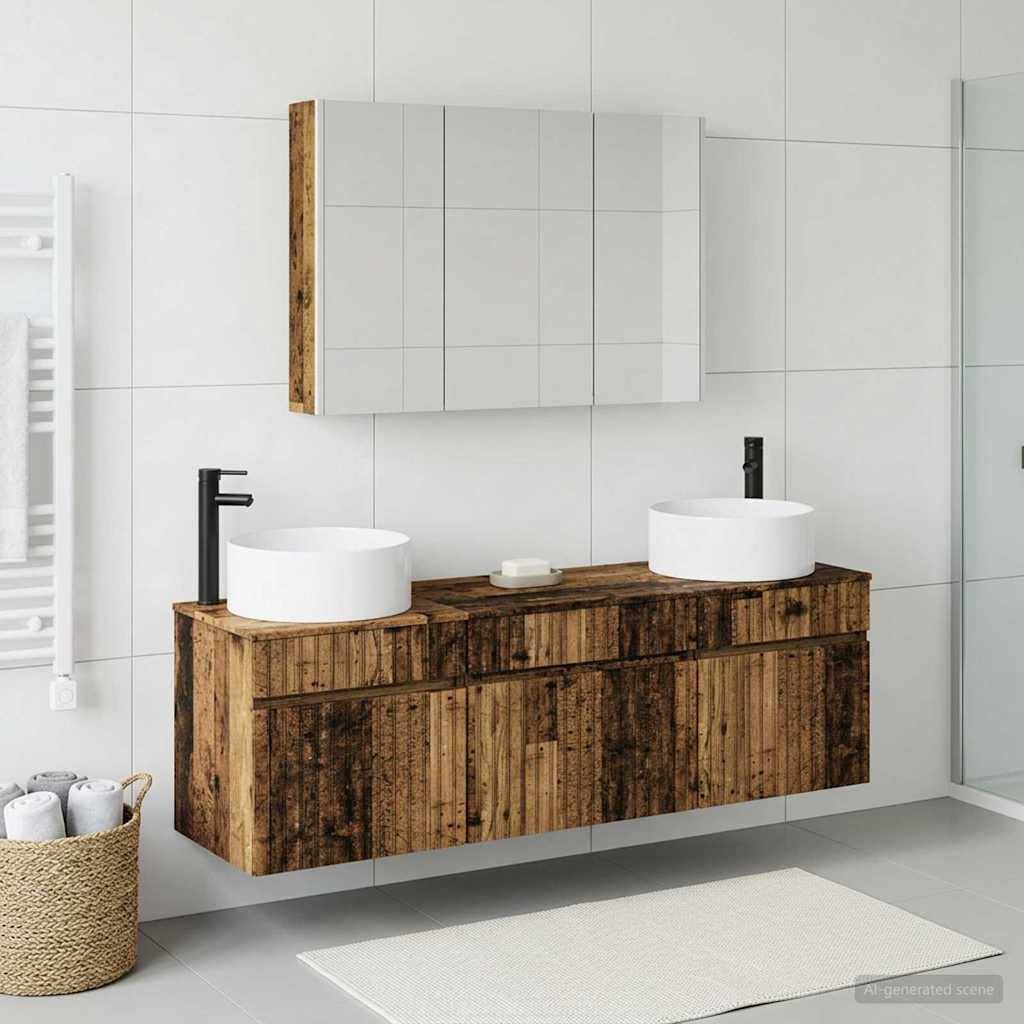 vidaXL Badezimmerschrank-Set 4 pcs Altholz 103,5 x 15,5 x 70 cm