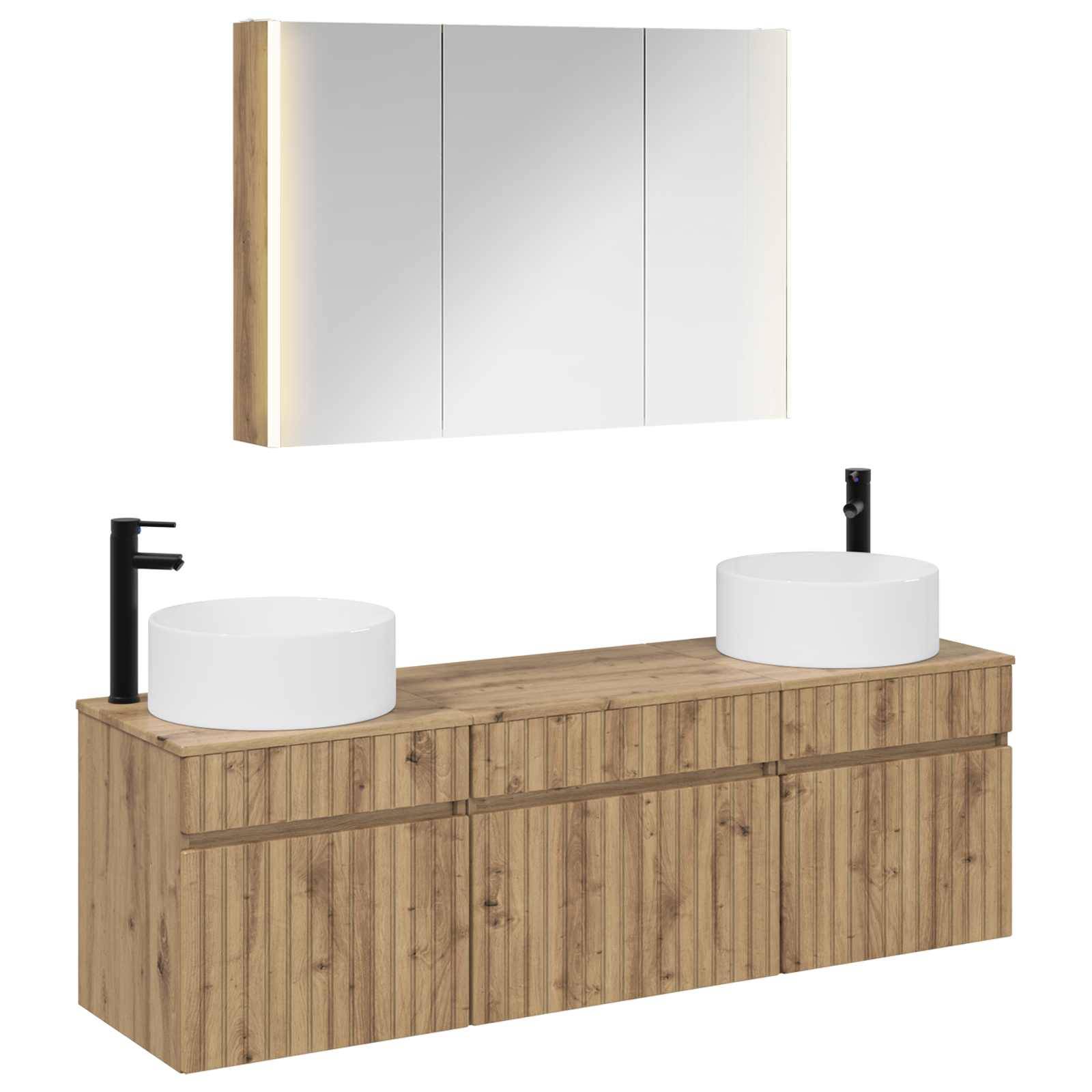 vidaXL Badezimmerschrank-Set 4 Stk. Artisan-Eiche Holzwerkstoff