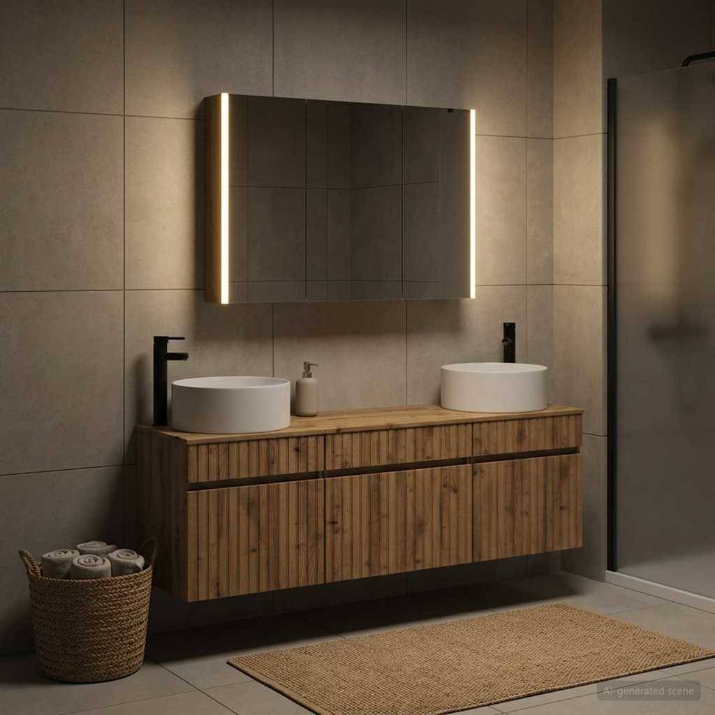 vidaXL Badezimmerschrank-Set 4 Stk. Artisan-Eiche Holzwerkstoff