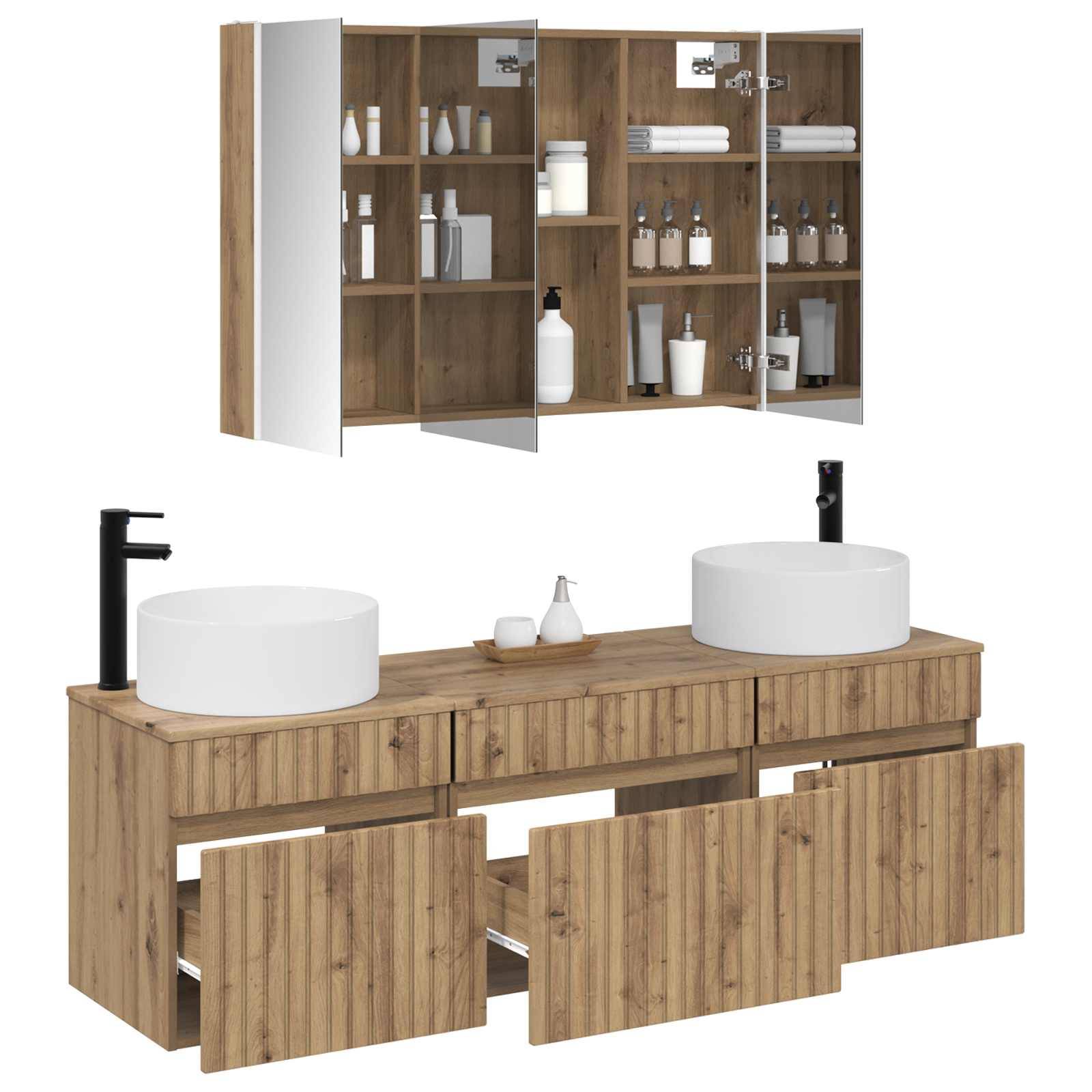 vidaXL Badezimmerschrank-Set 4 Stk. Artisan-Eiche Holzwerkstoff