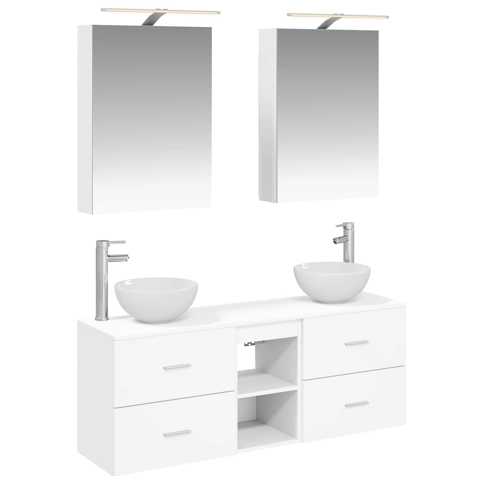 vidaXL Badezimmerschrank-Set 5 pcs Weiß 50 x 14,5 x 70 cm