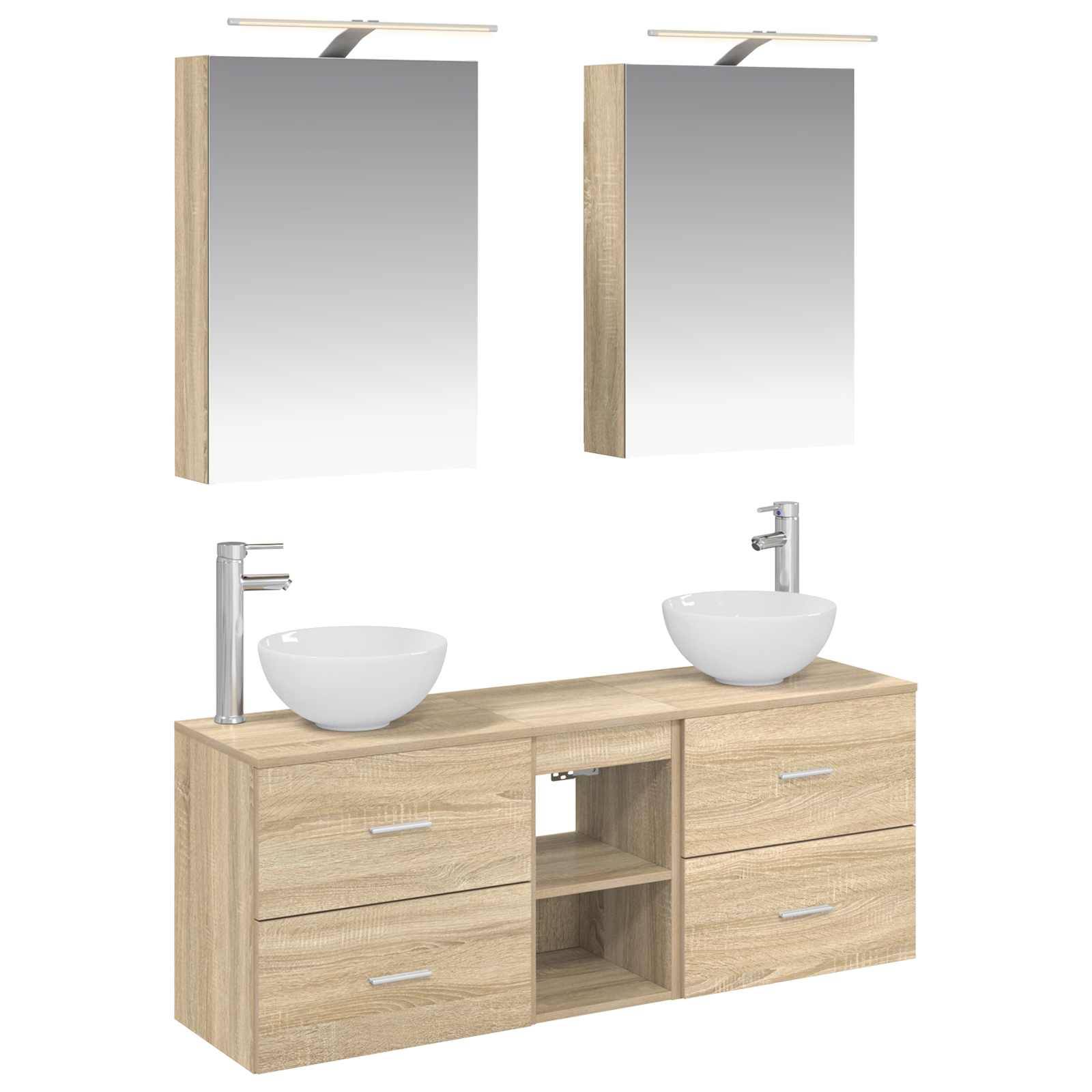 vidaXL Badezimmerschrank-Set 5 pcs Sonoma-Eiche 50 x 14,5 x 70 cm
