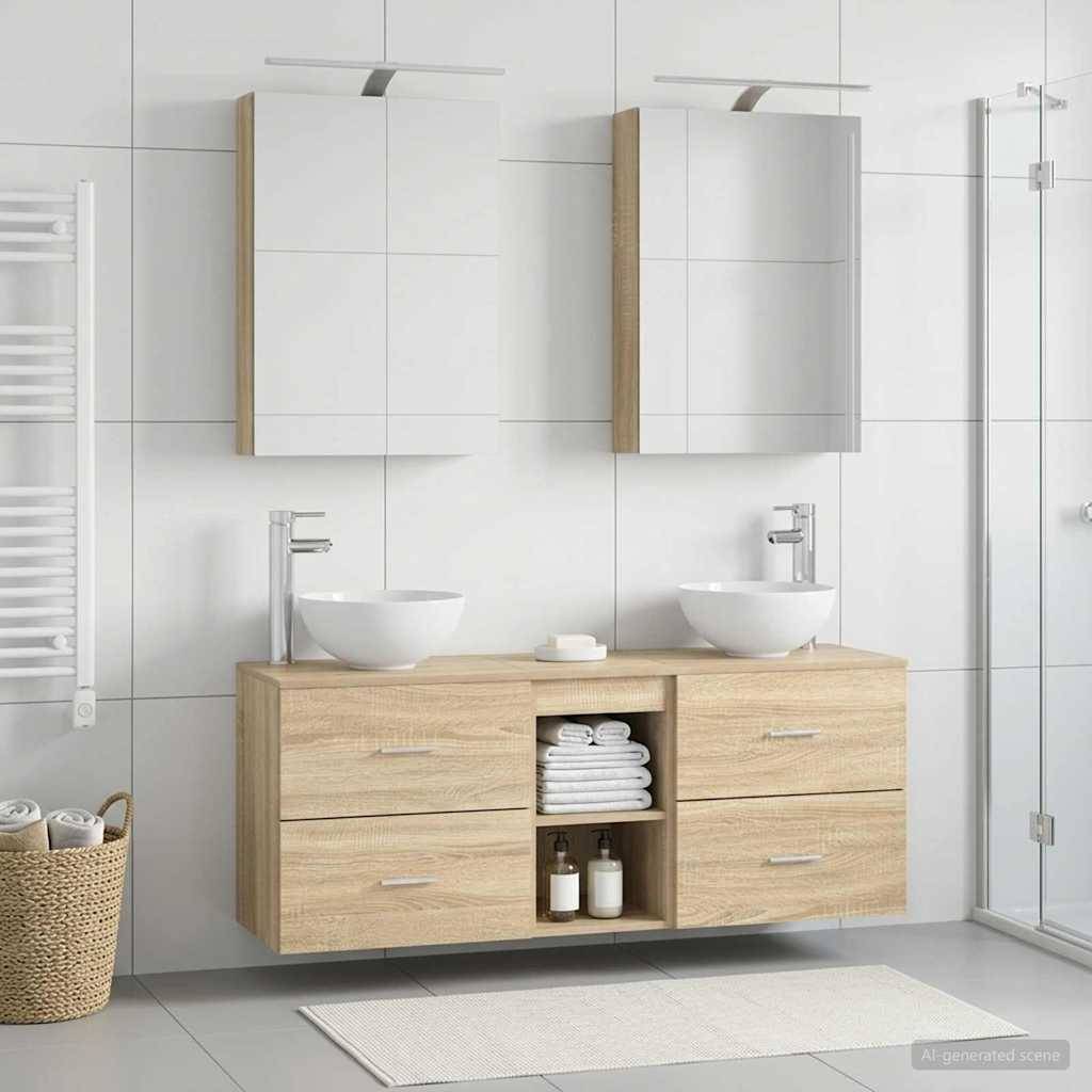 vidaXL Badezimmerschrank-Set 5 pcs Sonoma-Eiche 50 x 14,5 x 70 cm