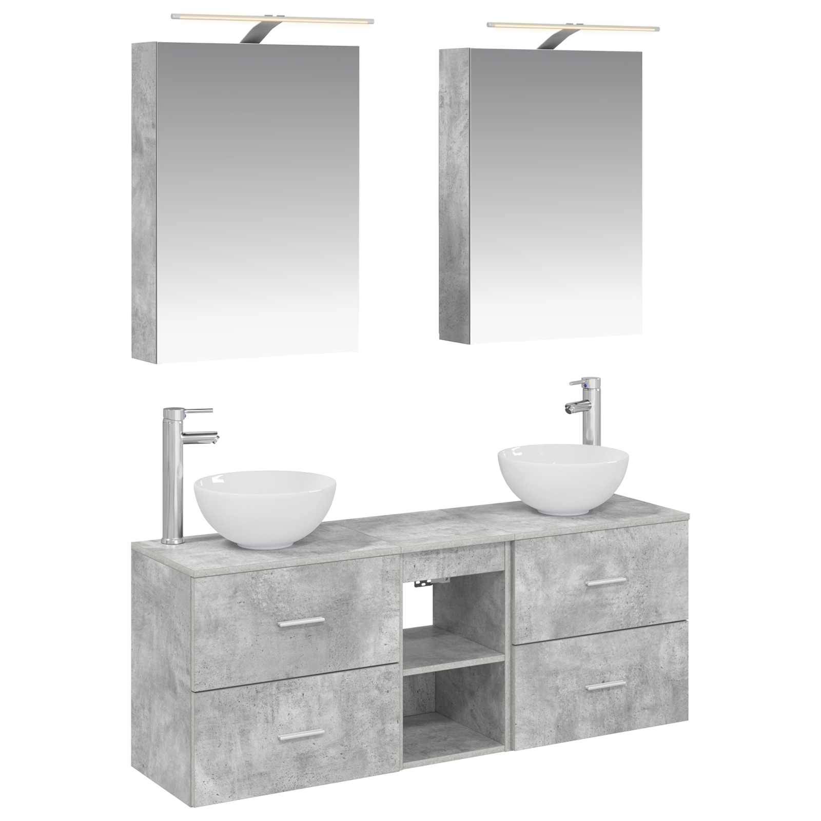vidaXL Badezimmerschrank-Set 5 pcs Betongrau 50 x 14,5 x 70 cm