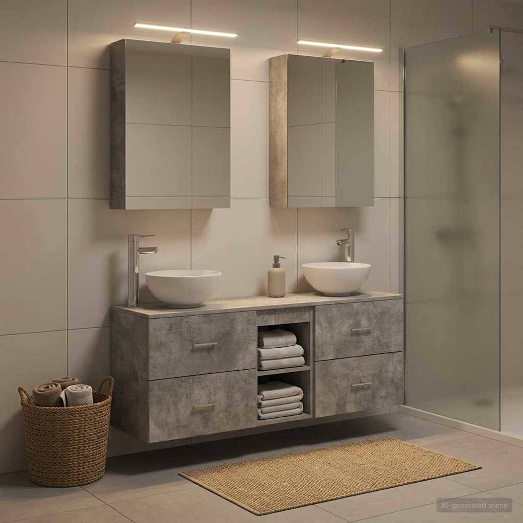 vidaXL Badezimmerschrank-Set 5 pcs Betongrau 50 x 14,5 x 70 cm