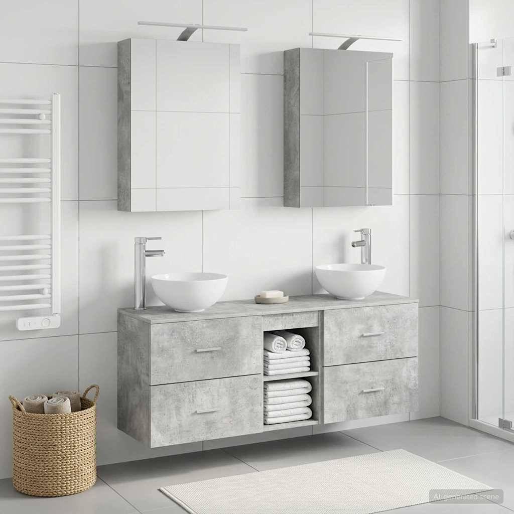 vidaXL Badezimmerschrank-Set 5 pcs Betongrau 50 x 14,5 x 70 cm