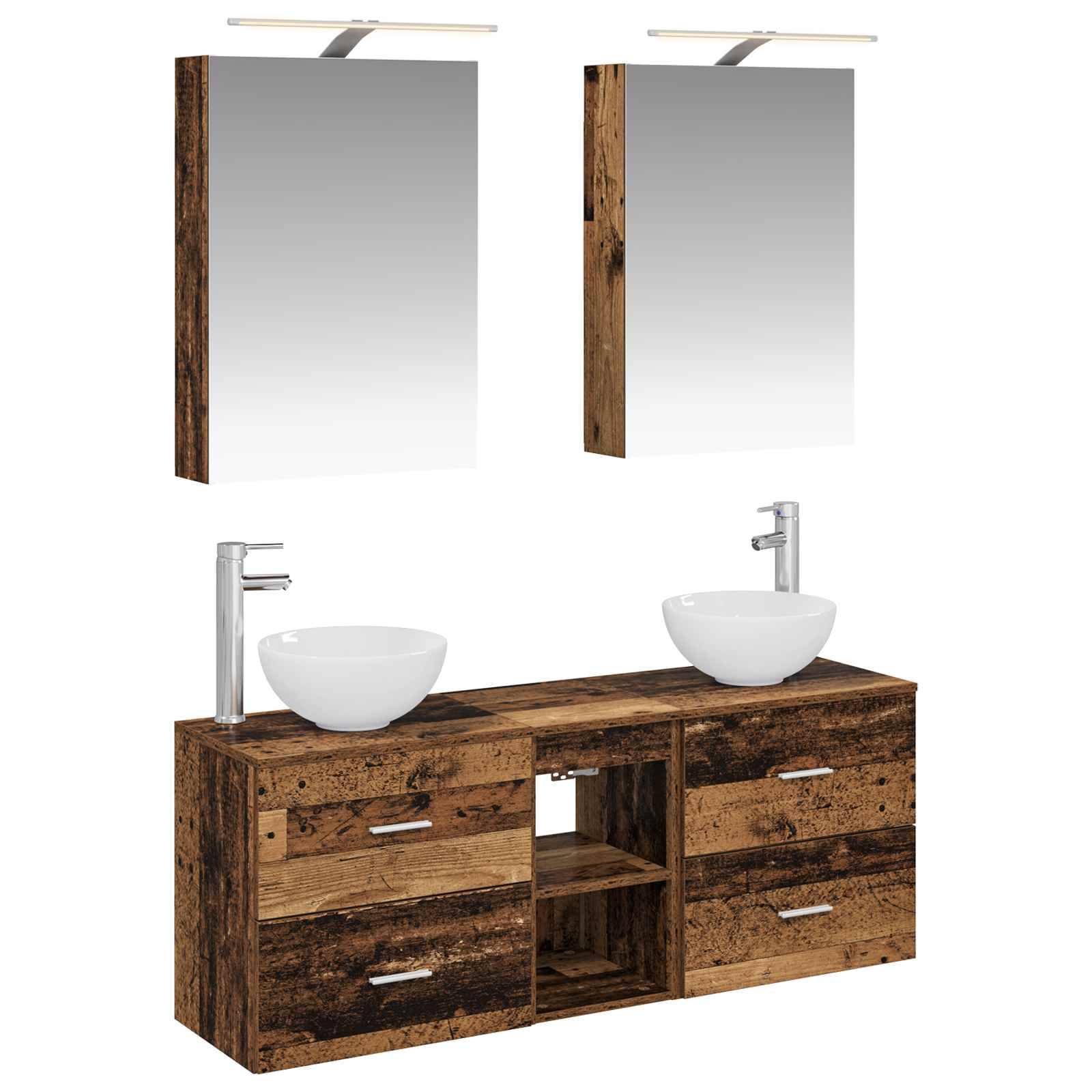 vidaXL Badezimmerschrank-Set 5 pcs Altholz 50 x 14,5 x 70 cm