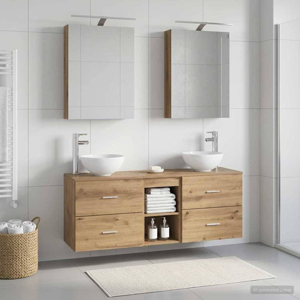 vidaXL Badezimmerschrank-Set 5 Stk. Artisan-Eiche Holzwerkstoff