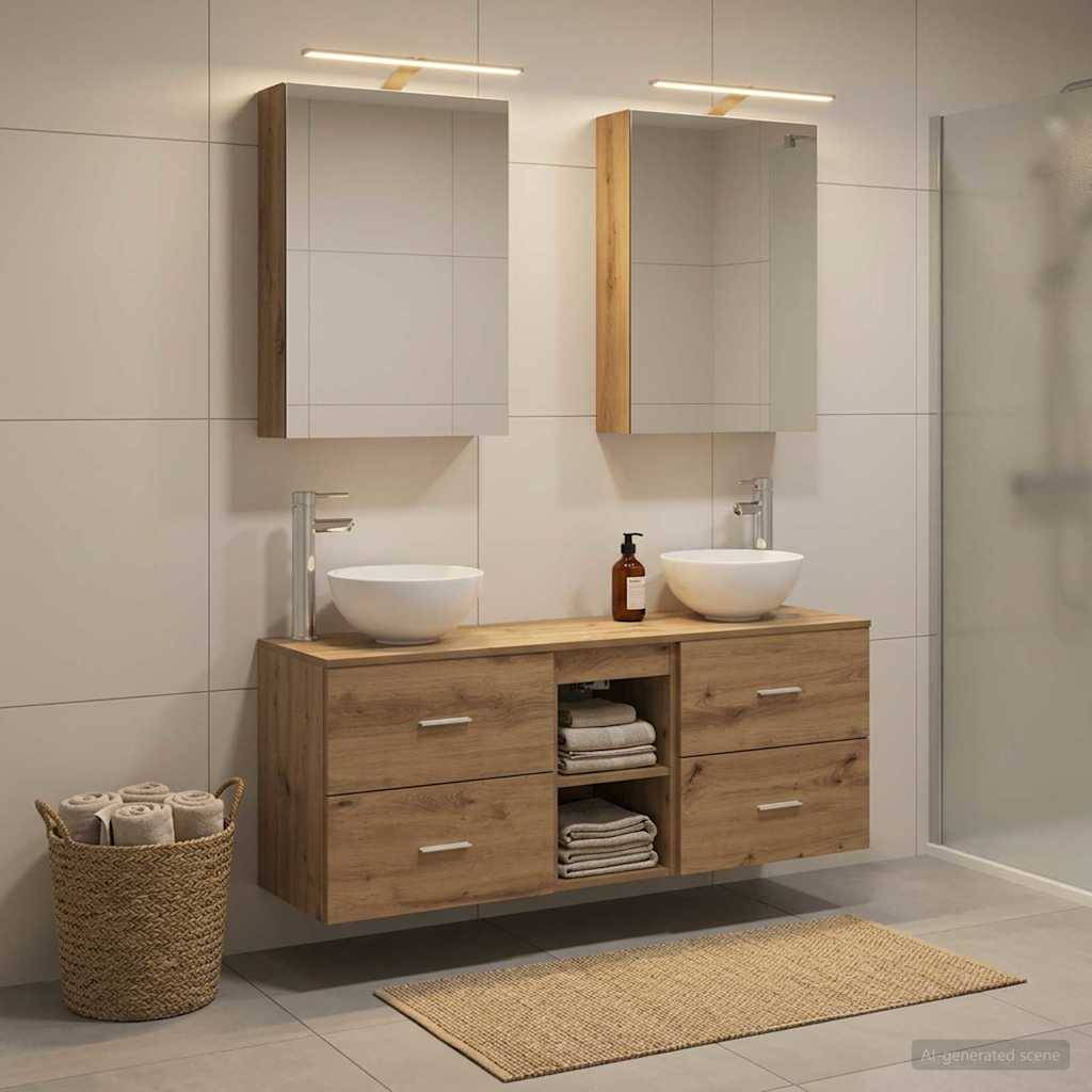 vidaXL Badezimmerschrank-Set 5 Stk. Artisan-Eiche Holzwerkstoff