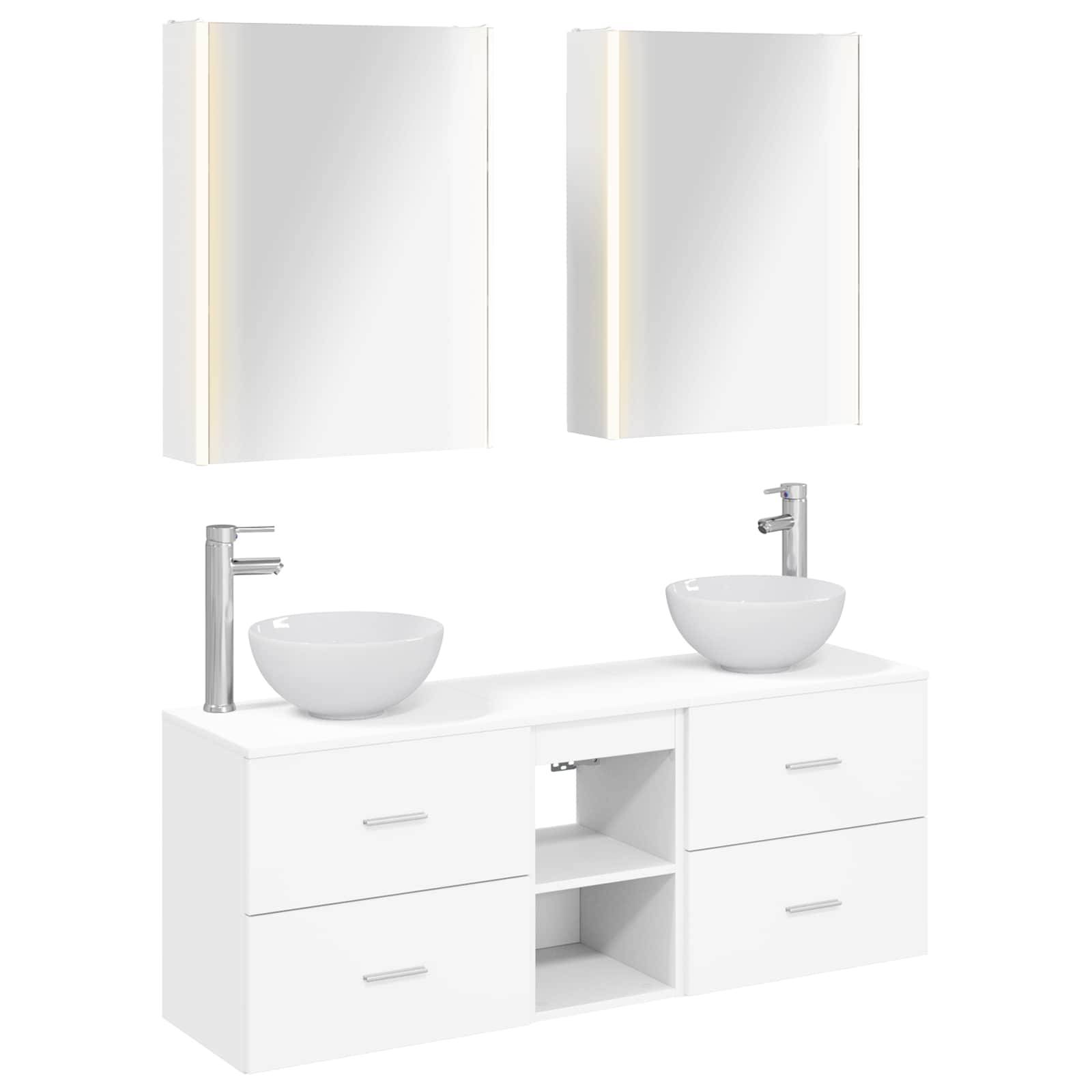 vidaXL Badezimmerschrank-Set 5 pcs Weiß 53 x 15,5 x 70 cm