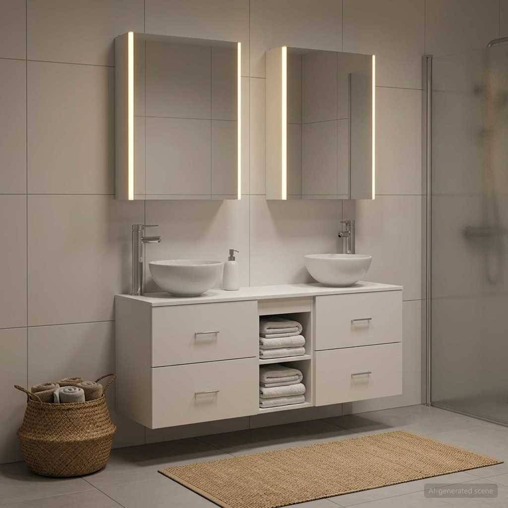 vidaXL Badezimmerschrank-Set 5 pcs Weiß 53 x 15,5 x 70 cm