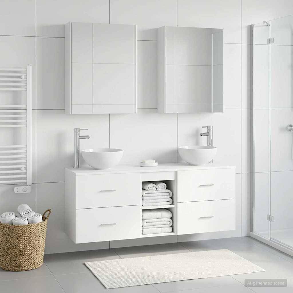 vidaXL Badezimmerschrank-Set 5 pcs Weiß 53 x 15,5 x 70 cm