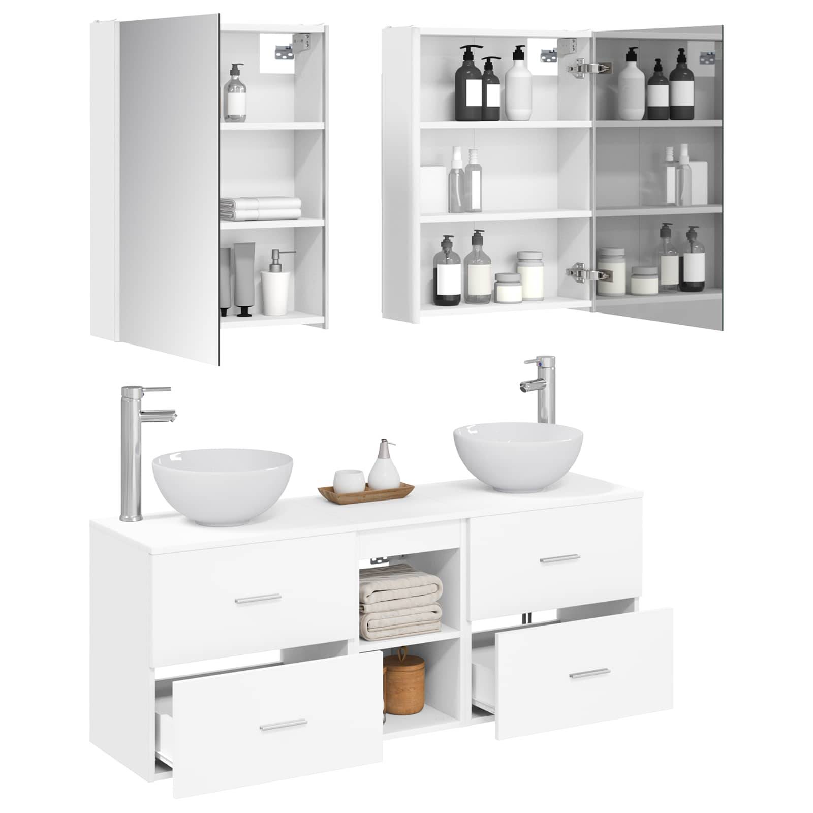 vidaXL Badezimmerschrank-Set 5 pcs Weiß 53 x 15,5 x 70 cm