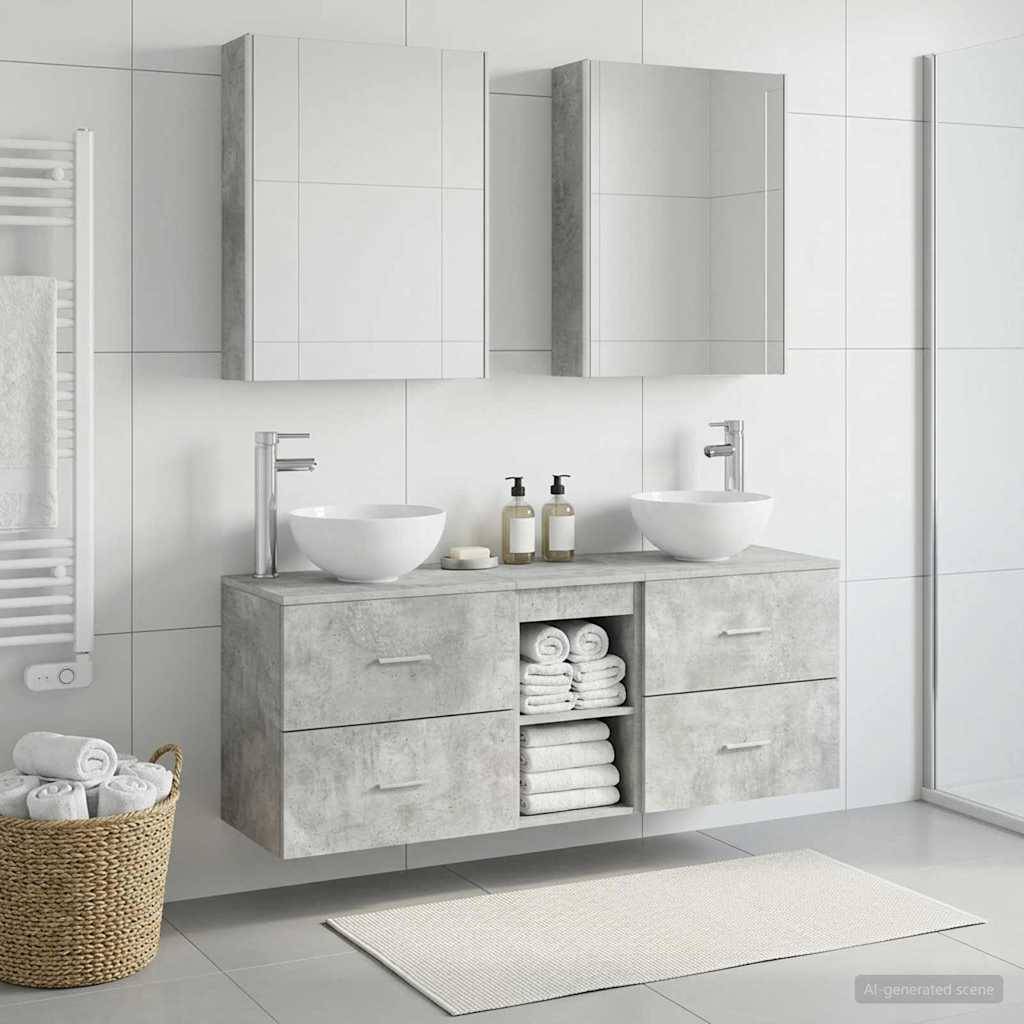 vidaXL Badezimmerschrank-Set 5 pcs Betongrau 53 x 15,5 x 70 cm