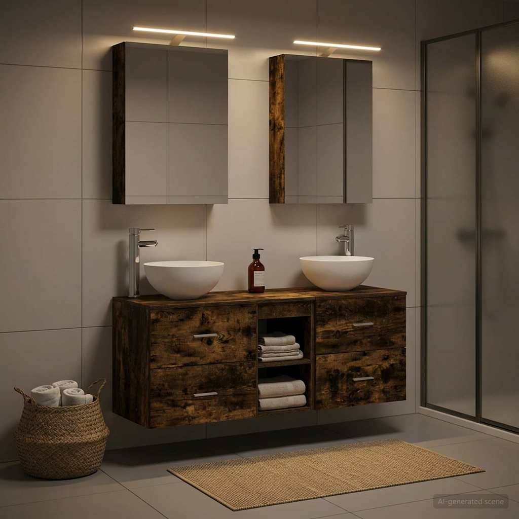 vidaXL Badezimmermöbel-Set 5 pcs Geräucherte Eiche