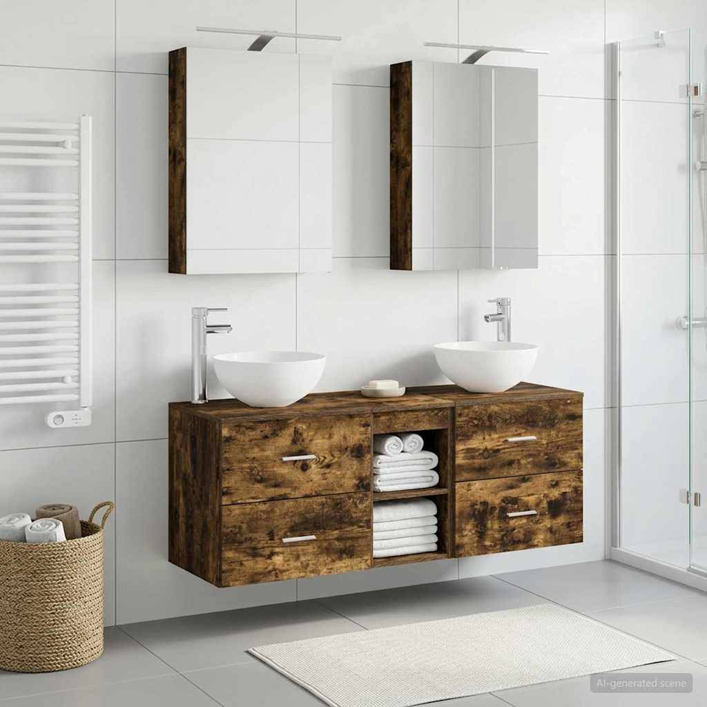 vidaXL Badezimmermöbel-Set 5 pcs Geräucherte Eiche