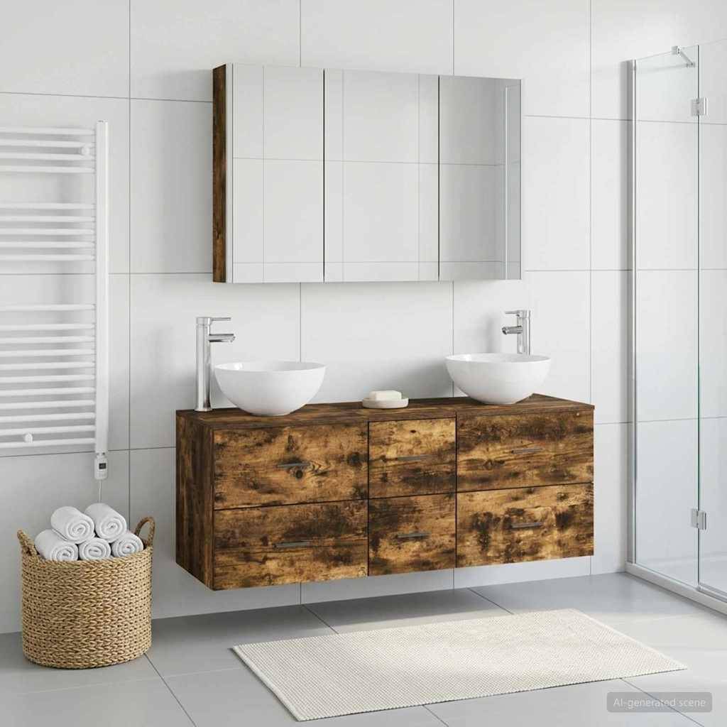 vidaXL Badezimmermöbel-Set 4 pcs Geräucherte Eiche