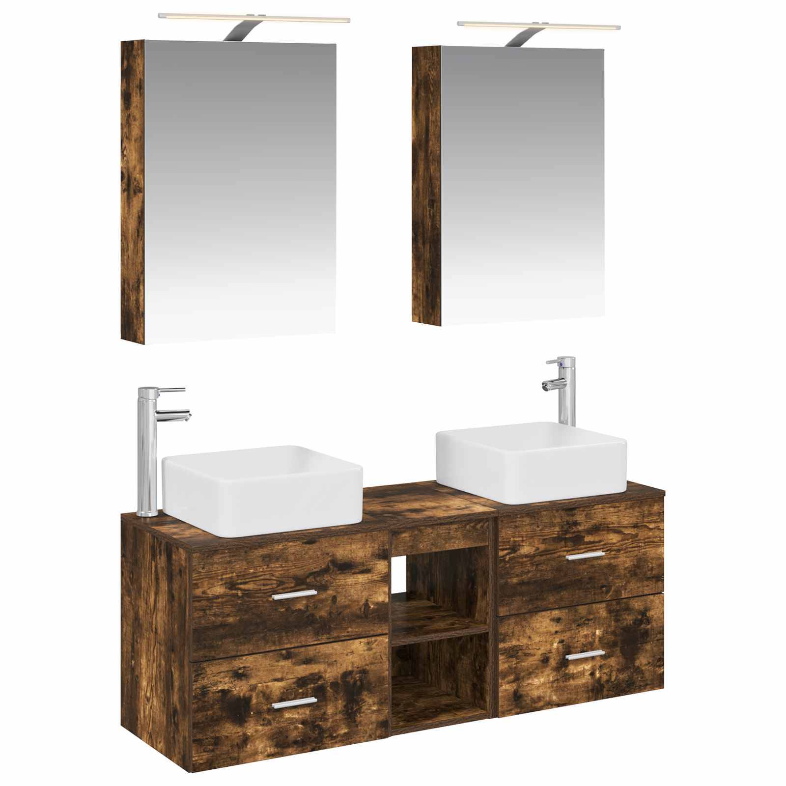 vidaXL Badezimmermöbel-Set 5 pcs Geräucherte Eiche