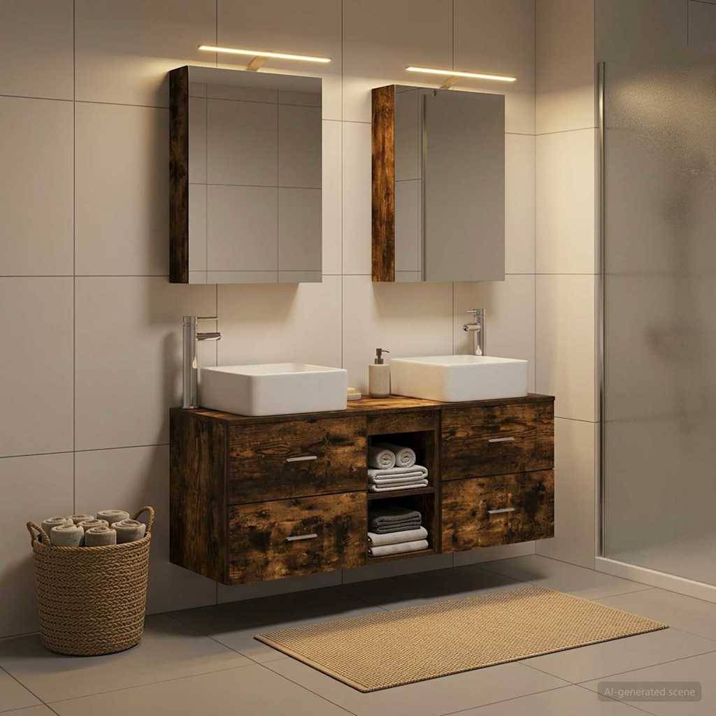 vidaXL Badezimmermöbel-Set 5 pcs Geräucherte Eiche