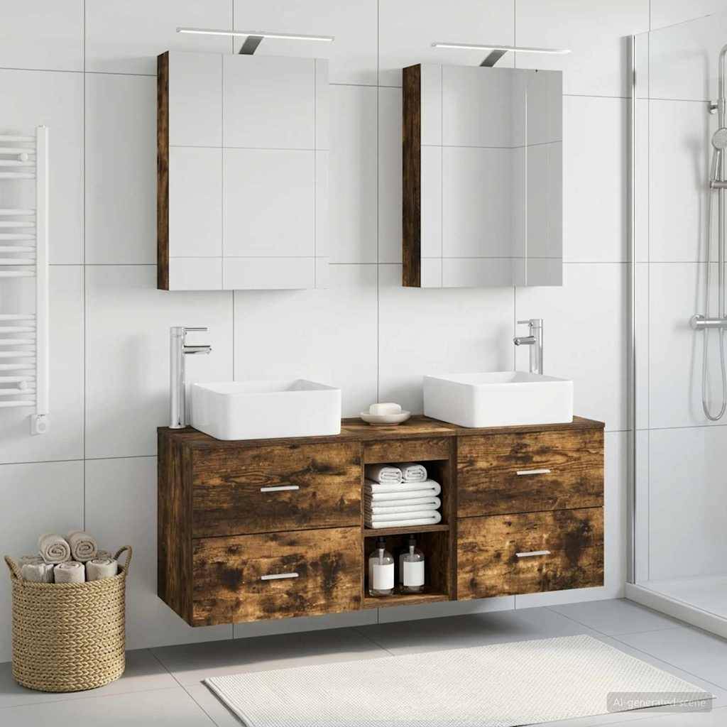 vidaXL Badezimmermöbel-Set 5 pcs Geräucherte Eiche