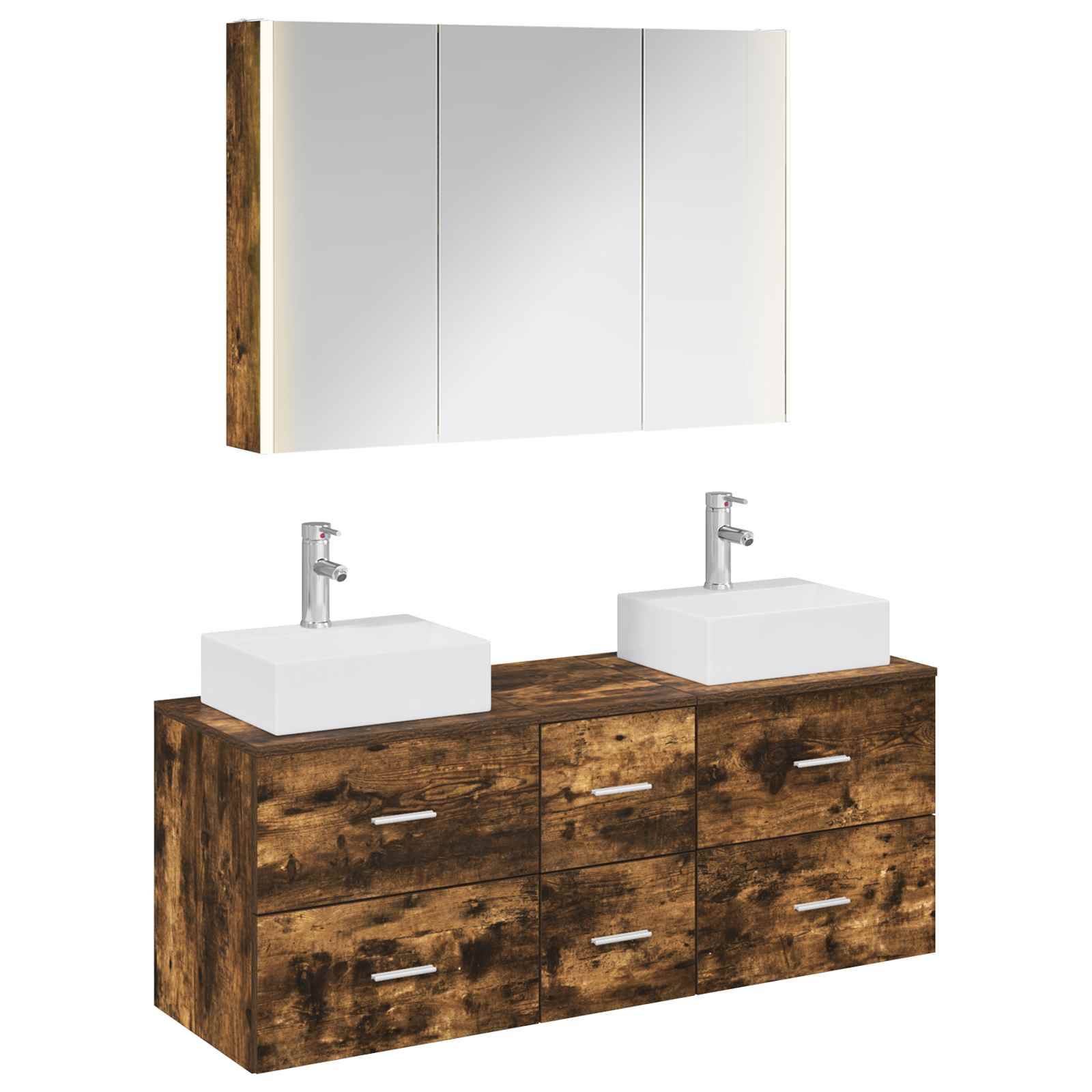 vidaXL Badezimmermöbel-Set 4 pcs Geräucherte Eiche