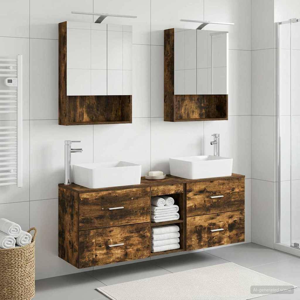 vidaXL Badezimmermöbel-Set 5 pcs Geräucherte Eiche