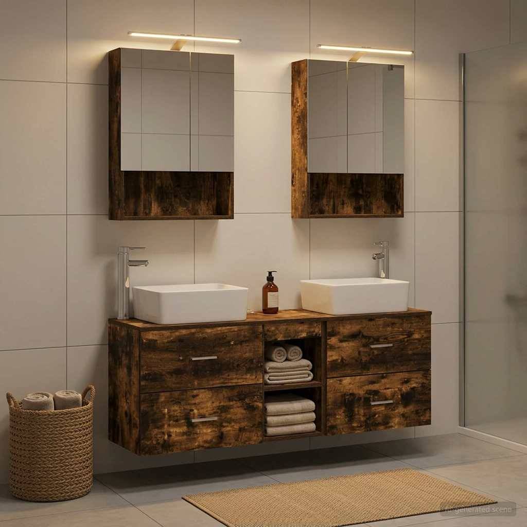 vidaXL Badezimmermöbel-Set 5 pcs Geräucherte Eiche